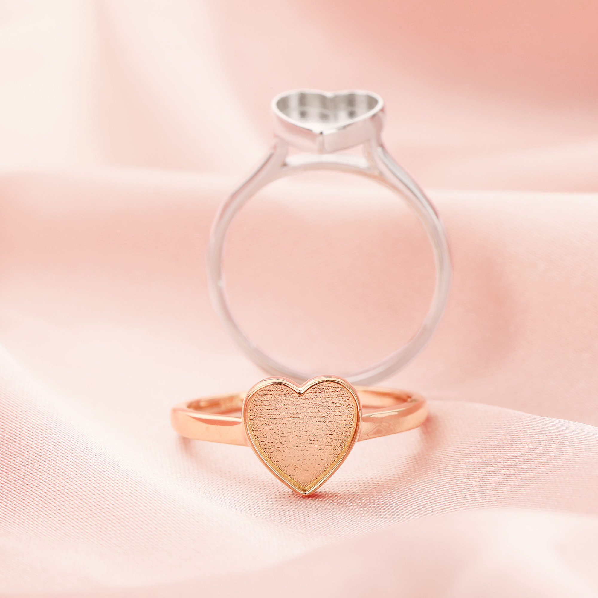 Keepsake Breast Milk Resin Heart Bezel Ring Settings,Solid 14K 18K Gold Ring,Simple Heart Ring,DIY Ring Supplies 1294640 - Click Image to Close