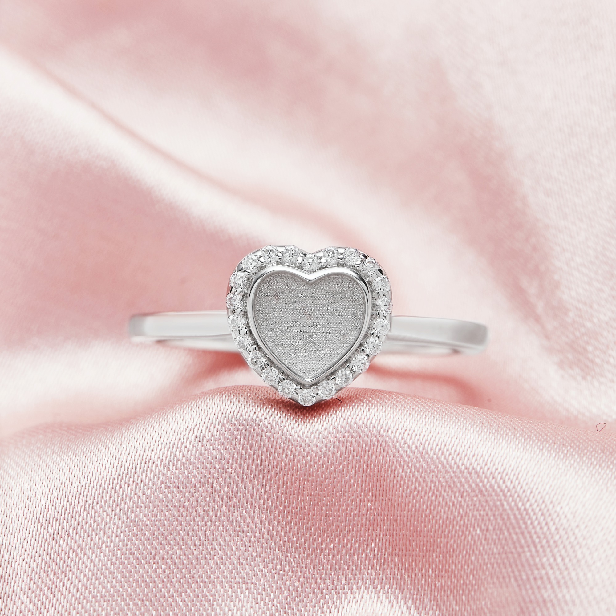 Keepsake Breast Milk Resin Heart Bezel Ring Settings,Solid Back Solid 14K 18K Gold Ring,Pave Moissanite Stone Art Deco Ring,DIY Ring Supplies 1294727 - Click Image to Close