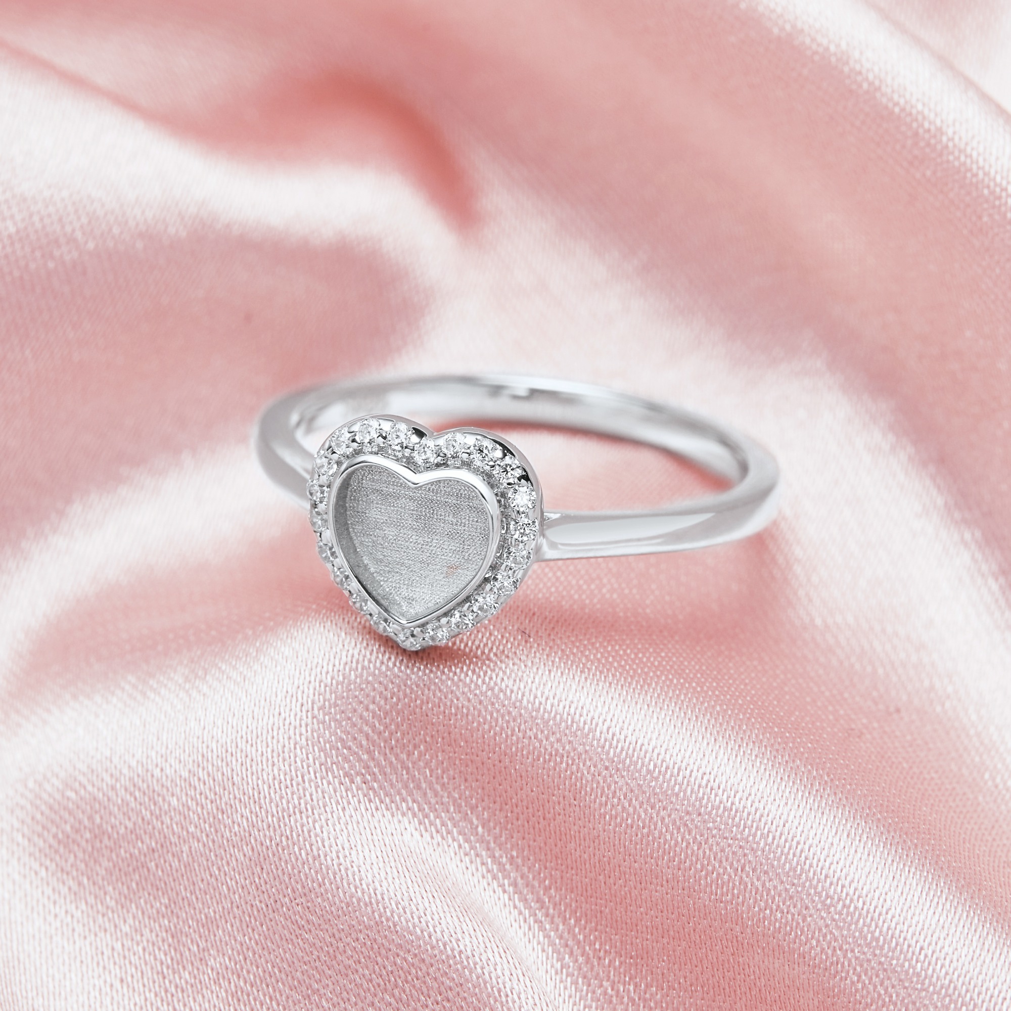 Keepsake Breast Milk Resin Heart Bezel Ring Settings,Solid Back Solid 14K 18K Gold Ring,Pave Moissanite Stone Art Deco Ring,DIY Ring Supplies 1294727 - Click Image to Close