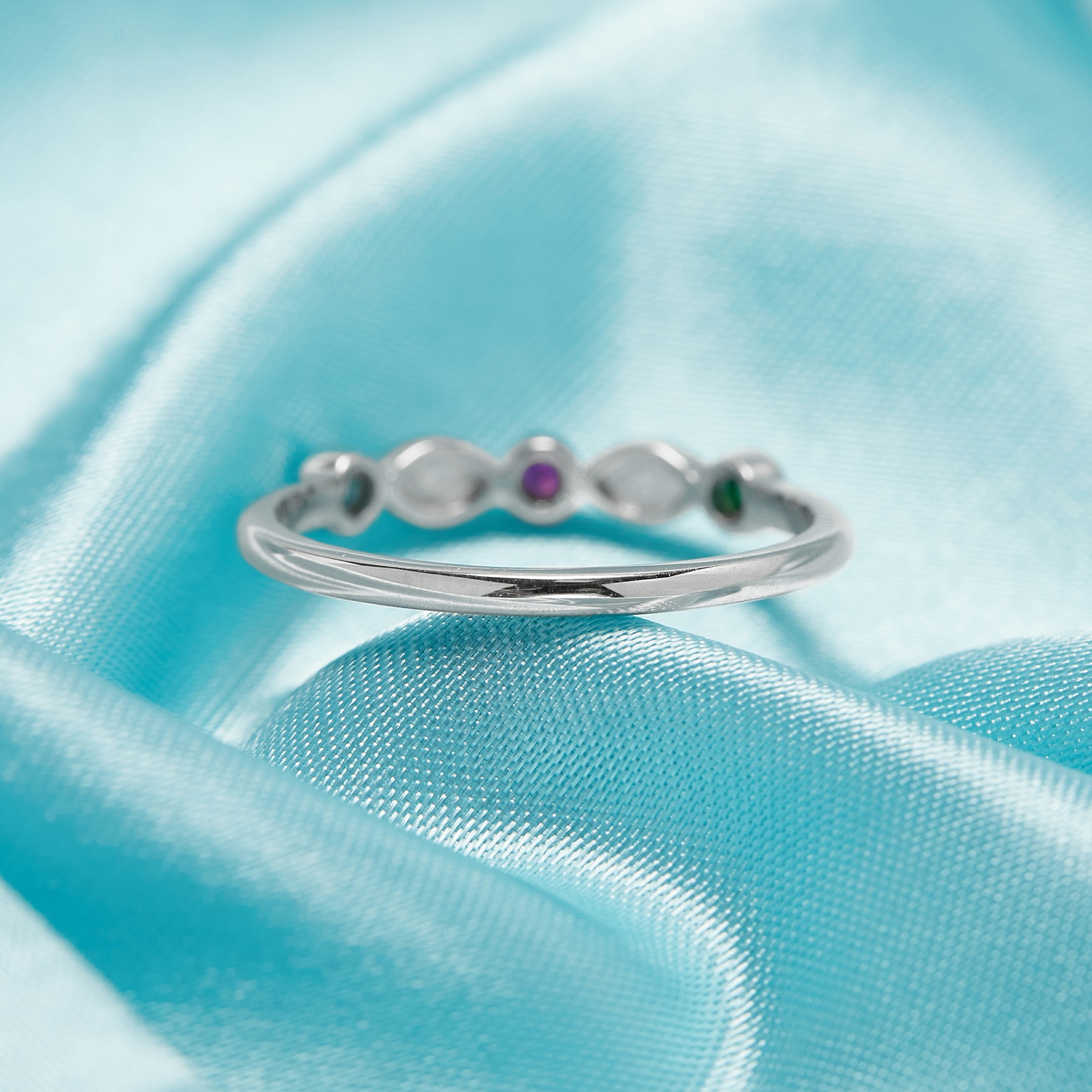 Keepsake Breast Milk Resin 2x4MM Marquise Three Birthstone Bezel Ring Settings,Solid 925 Sterling Silver Ring Blank,Stackable Ring 1294766 - Click Image to Close