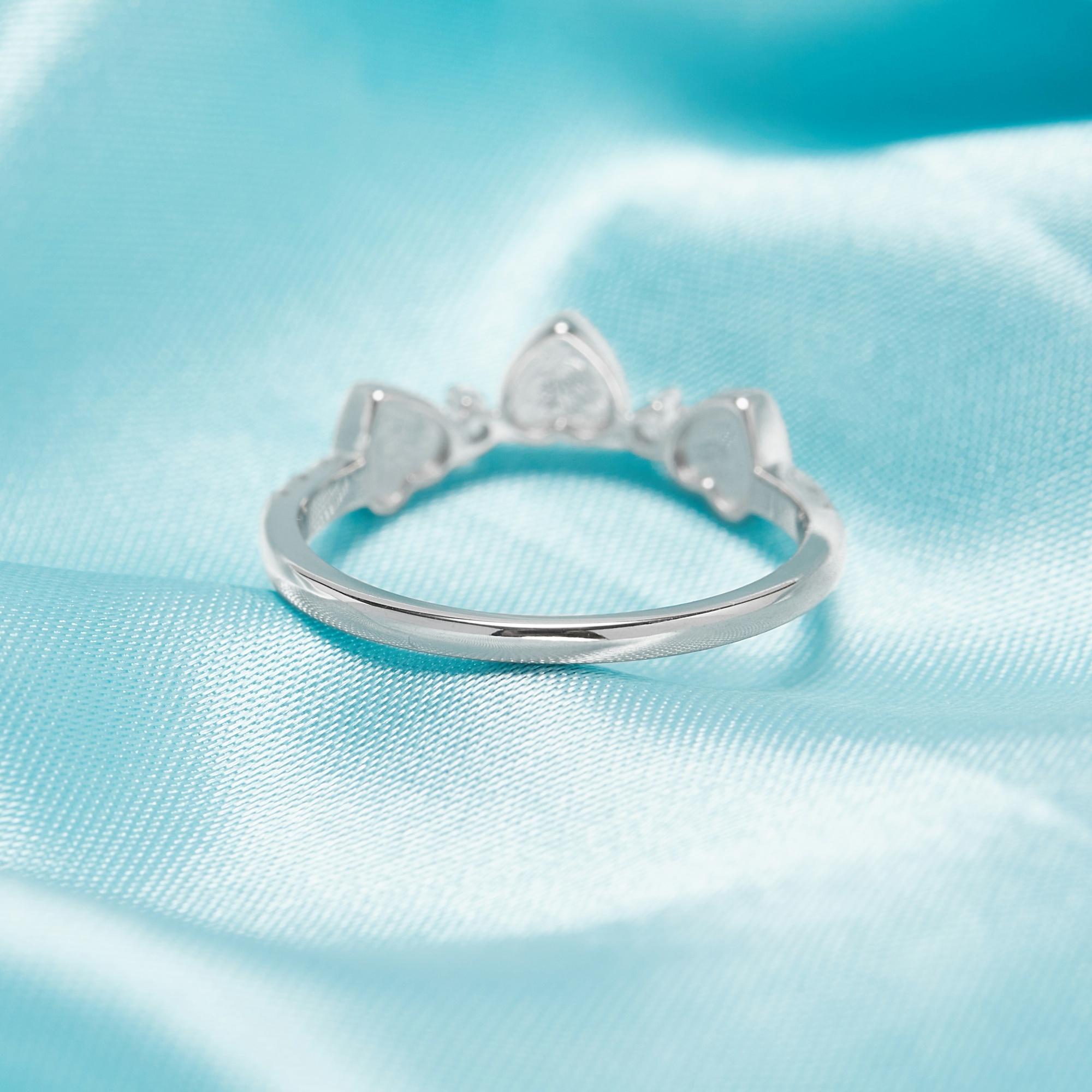 Keepsake Breast Milk Resin 4MM Three Heart Bezel Ring Settings,Solid 925 Sterling Silver Color CZ Birthstone Curved Stackable Ring Blank 1294767 - Click Image to Close