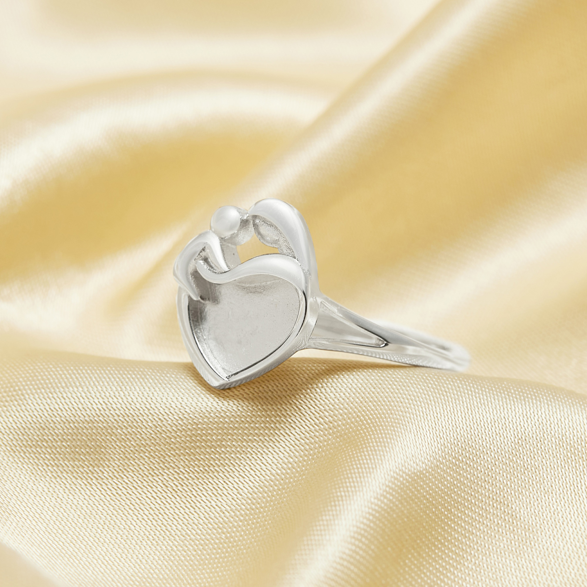 Keepsake Breast Milk Resin Heart Bezel Ring Settings,Mother Baby Love Split Shank Solid 925 Sterling Silver Rose Gold Plated Ring 1294777 - Click Image to Close