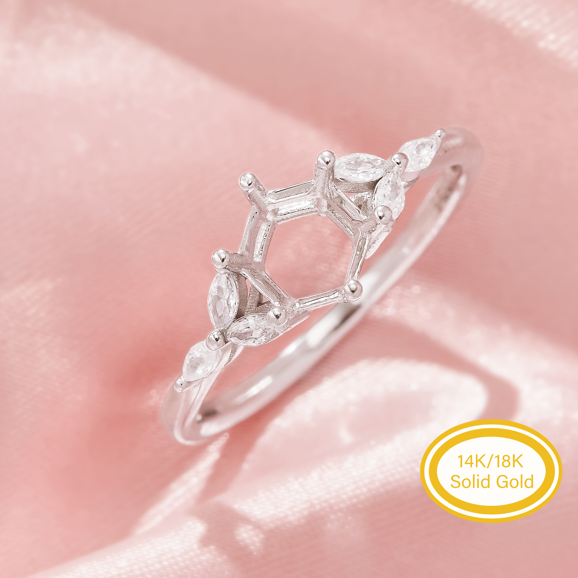 Hexagon Prong Ring Settings,Tree Branch Leaf Solid 14K 18K Gold Moissanite Ring,Elegant Art Deco Ring,DIY Ring Supplies 1294979 Hexagon Prong Ring Settings,Tree Branch Leaf Solid 14K 18K Gold Moissanite Ring,Elegant Art Deco Ring,DIY Ring Supplies 1294979