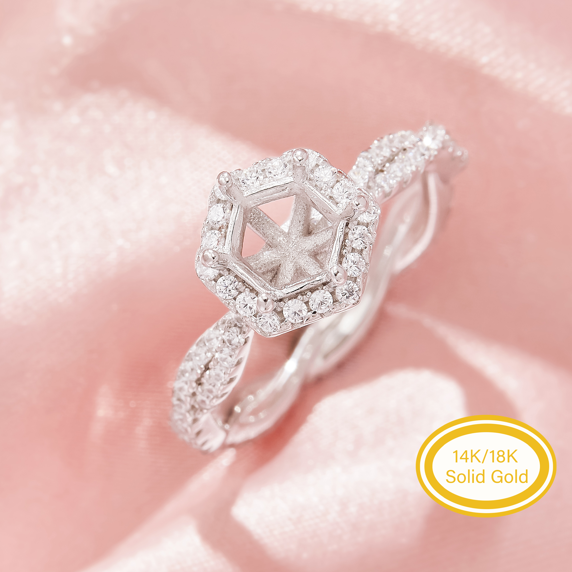 Hexagon Prong Ring Settings,Infinity Solid 14K 18K Gold Moissanite Ring,Elegant Pave Moissanite Ring,DIY Ring Supplies For Gemstone 1294986 Hexagon Prong Ring Settings,Infinity Solid 14K 18K Gold Moissanite Ring,Elegant Pave Moissanite Ring,DIY Ring Supplies For Gemstone 1294986