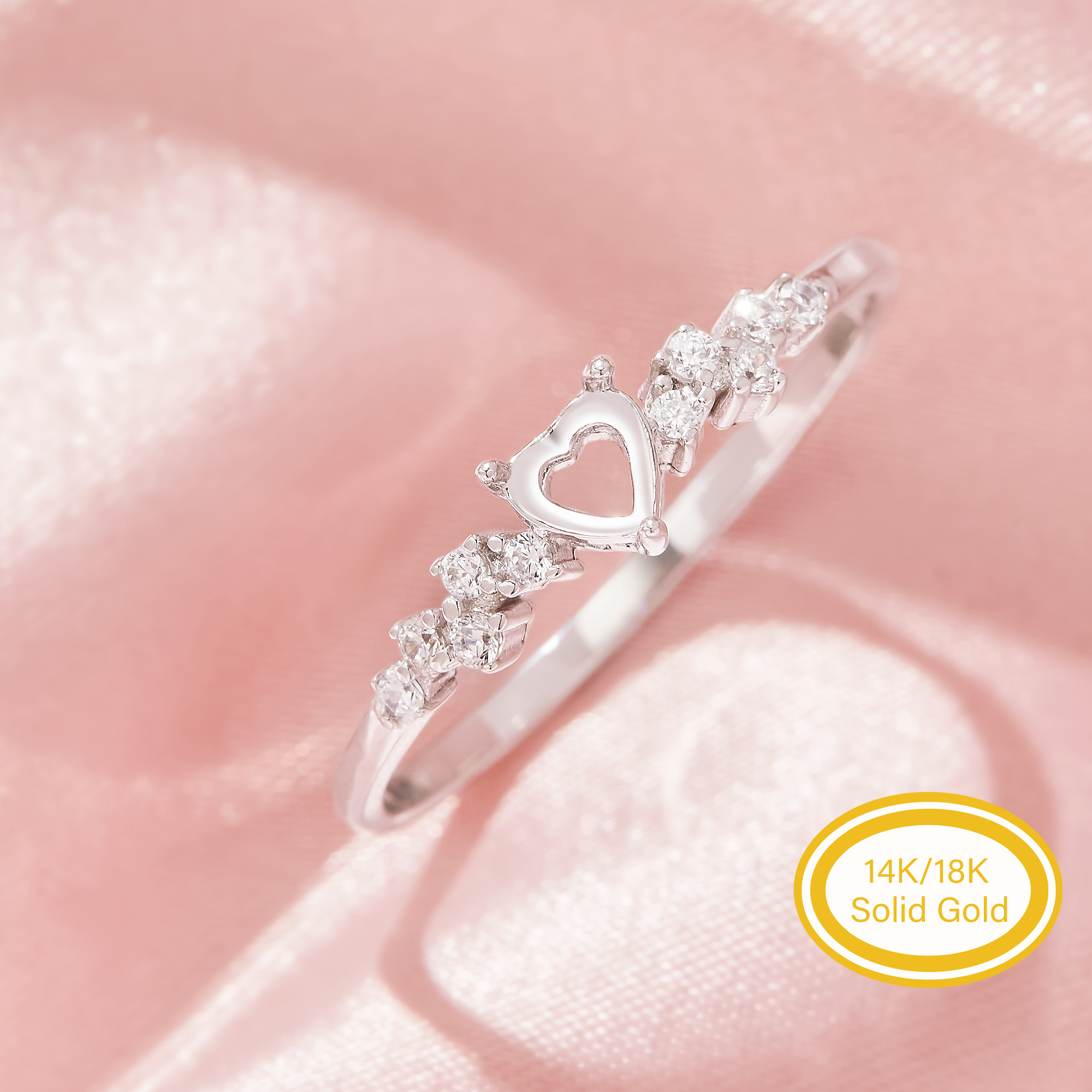 Halo Heart Prong Ring Settings,Solid 14K 18K Gold Ring,Elegant Pave Moissanite Ring,Art Deco Heart Ring,DIY Ring Supplies For Gemstone 1294992 Halo Heart Prong Ring Settings,Solid 14K 18K Gold Ring,Elegant Pave Moissanite Ring,Art Deco Heart Ring,DIY Ring Supplies For Gemstone 1294992