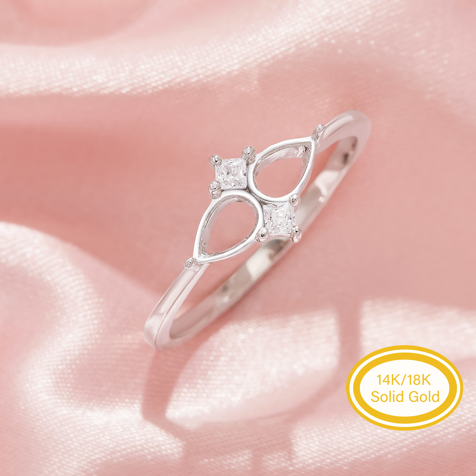 Two Stones 4x6MM Pear Prong Ring Settings,Solid 14K 18K Gold Ring,Vintage Styles Moissanite Art Deco DIY Ring Supplies 1295038 Two Stones 4x6MM Pear Prong Ring Settings,Solid 14K 18K Gold Ring,Vintage Styles Moissanite Art Deco DIY Ring Supplies 1295038