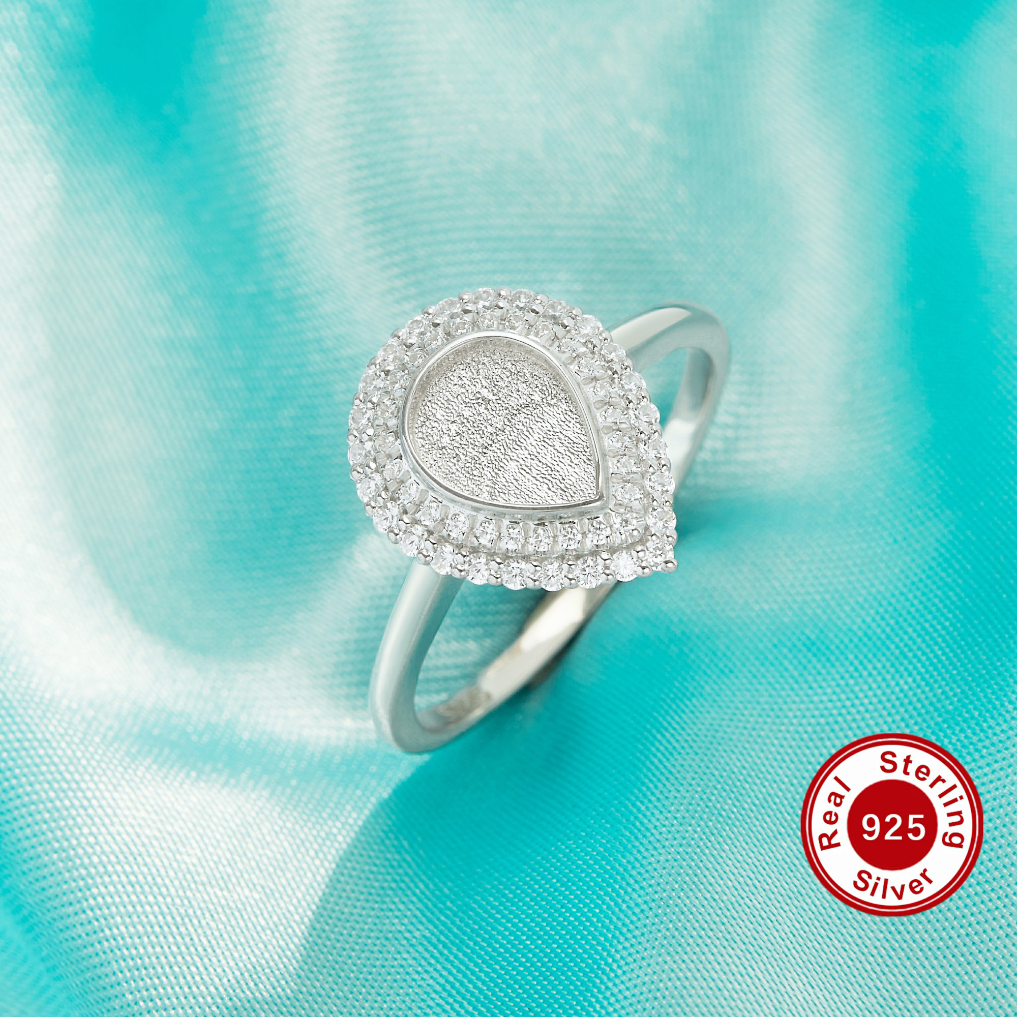 6x8MM Keepsake Mother's Milk Resin Pear Bezel Ring Settings,Double Halo Solid 925 Sterling Silver Ring,Solid Back Pear Ring,Pave Moissanite Ring,DIY Ring Supplies 1295082 6x8MM Keepsake Mother's Milk Resin Pear Bezel Ring Settings,Double Halo Solid 925 Sterling Silver Ring,Solid Back Pear Ring,Pave Moissanite Ring,DIY Ring Supplies 1295082