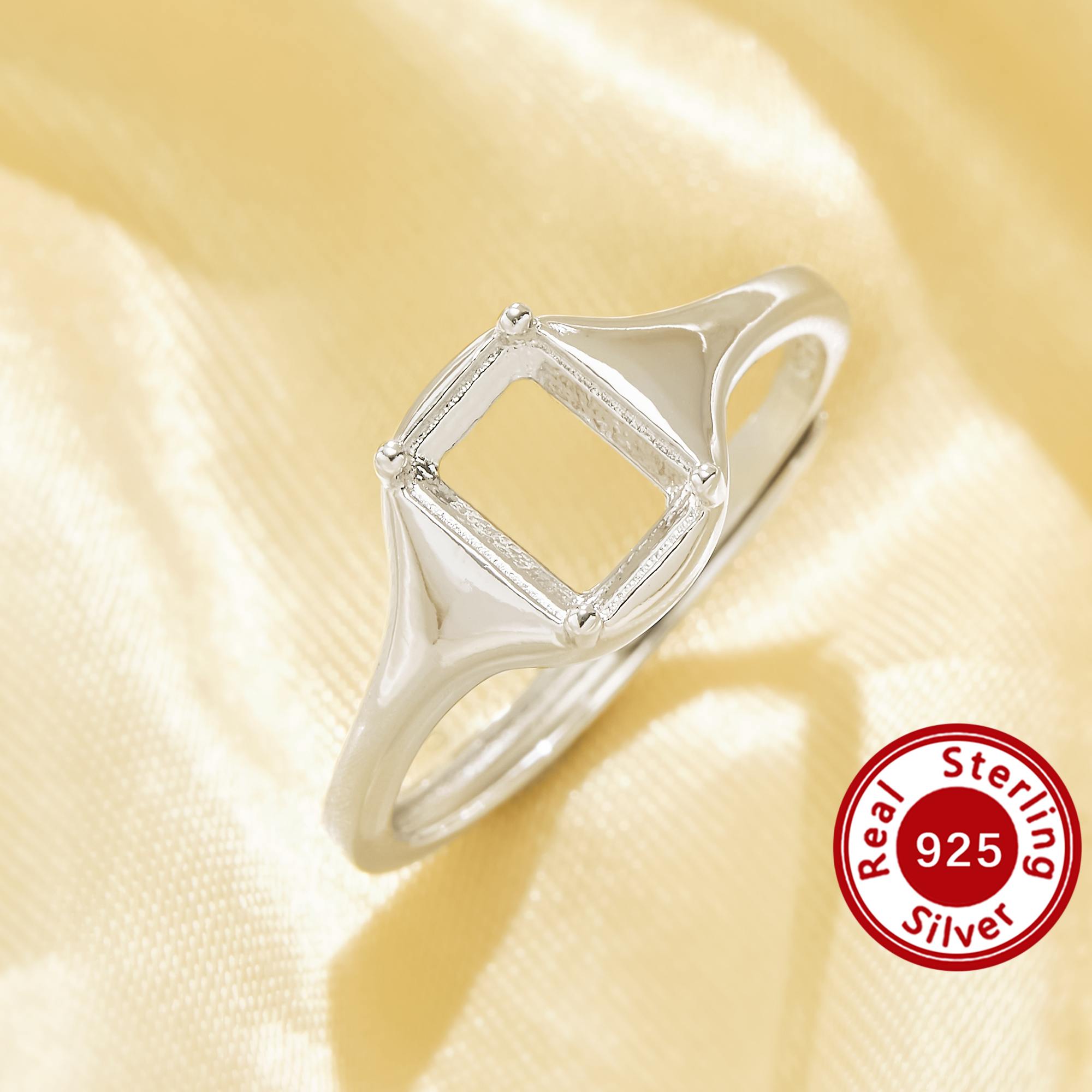 5x7MM Rectangle Prongs Ring Settings,Smooth Solid 925 Sterling Silver Ring,Exquisite Vintage Style Ring,DIY Ring Crafting Supplies 1295179 5x7MM Rectangle Prongs Ring Settings,Smooth Solid 925 Sterling Silver Ring,Exquisite Vintage Style Ring,DIY Ring Crafting Supplies 1295179