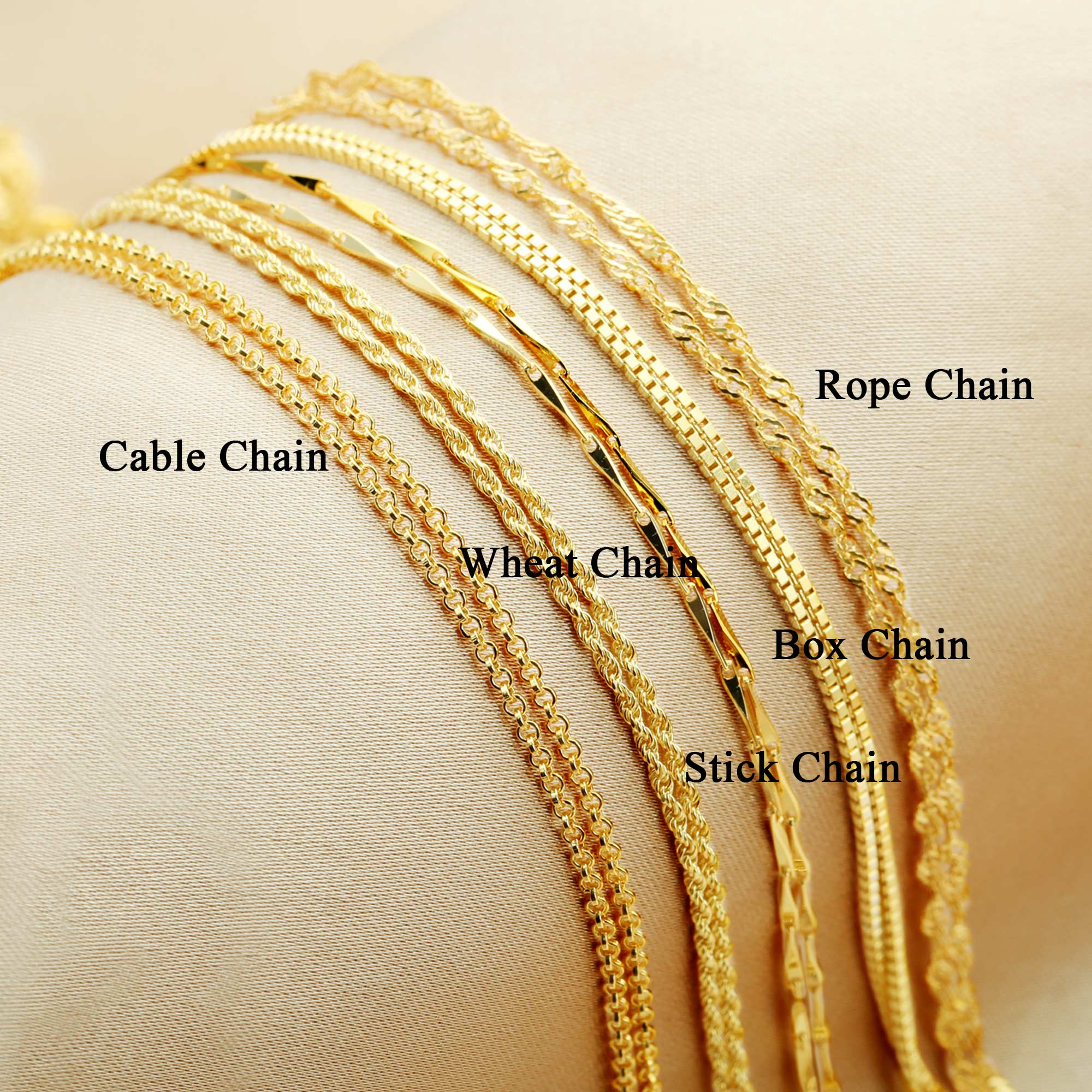 Gold Plated Necklace Chain,Solid 925 Sterling Silver Necklace,Box Chain,Cable O Ring Chain,Wheat Chain,DIY Necklace Supplies 1315021 - Click Image to Close