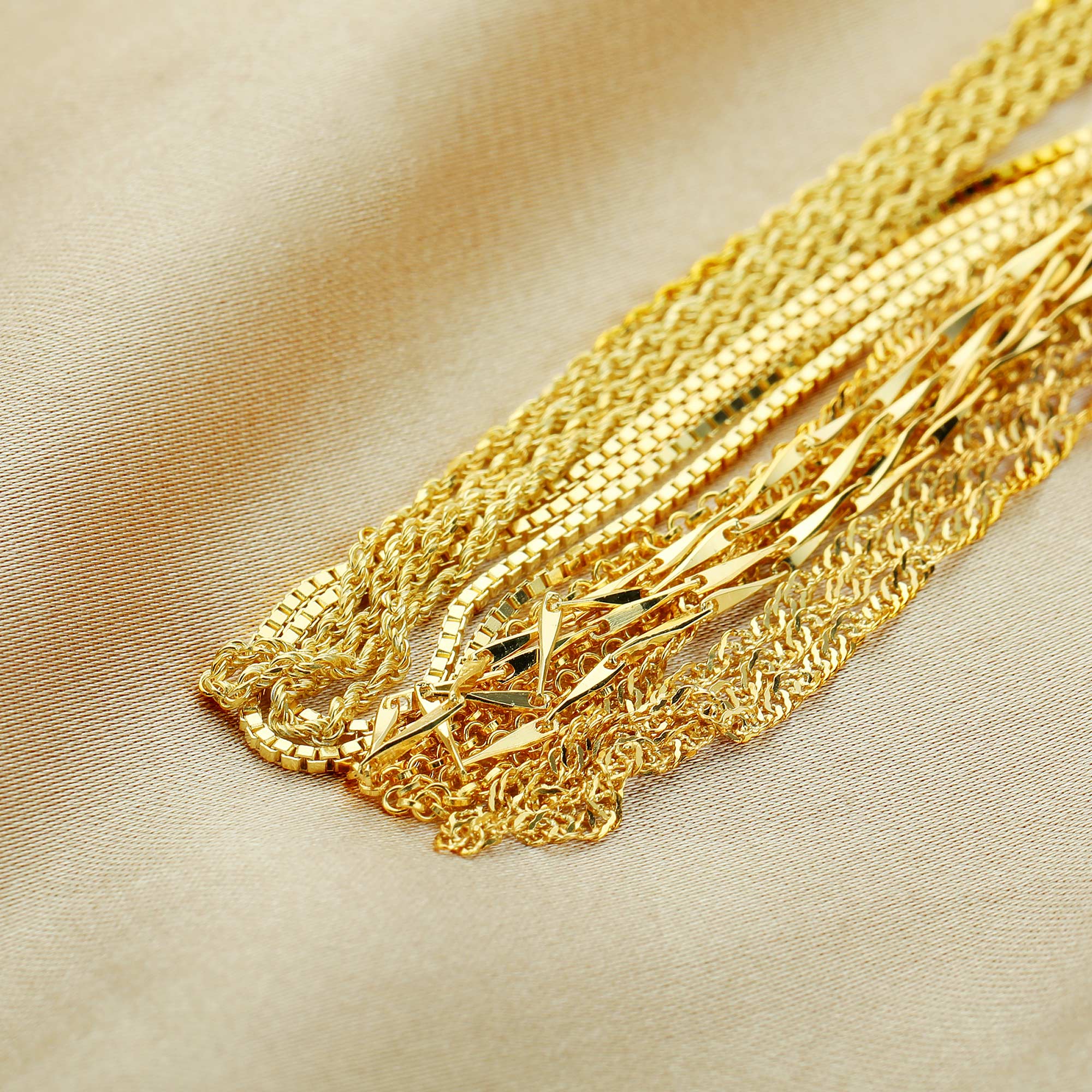 Gold Plated Necklace Chain,Solid 925 Sterling Silver Necklace,Box Chain,Cable O Ring Chain,Wheat Chain,DIY Necklace Supplies 1315021 - Click Image to Close