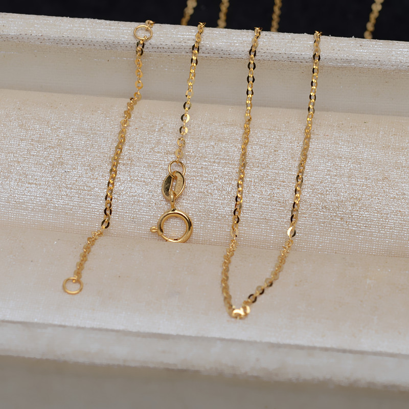 0.9MM Solid 18K Yellow Gold Necklace,Au750 Necklace,18K Gold Cable Necklace,DIY Necklace Chain Supplies 16''+2'' 1315027 - Click Image to Close