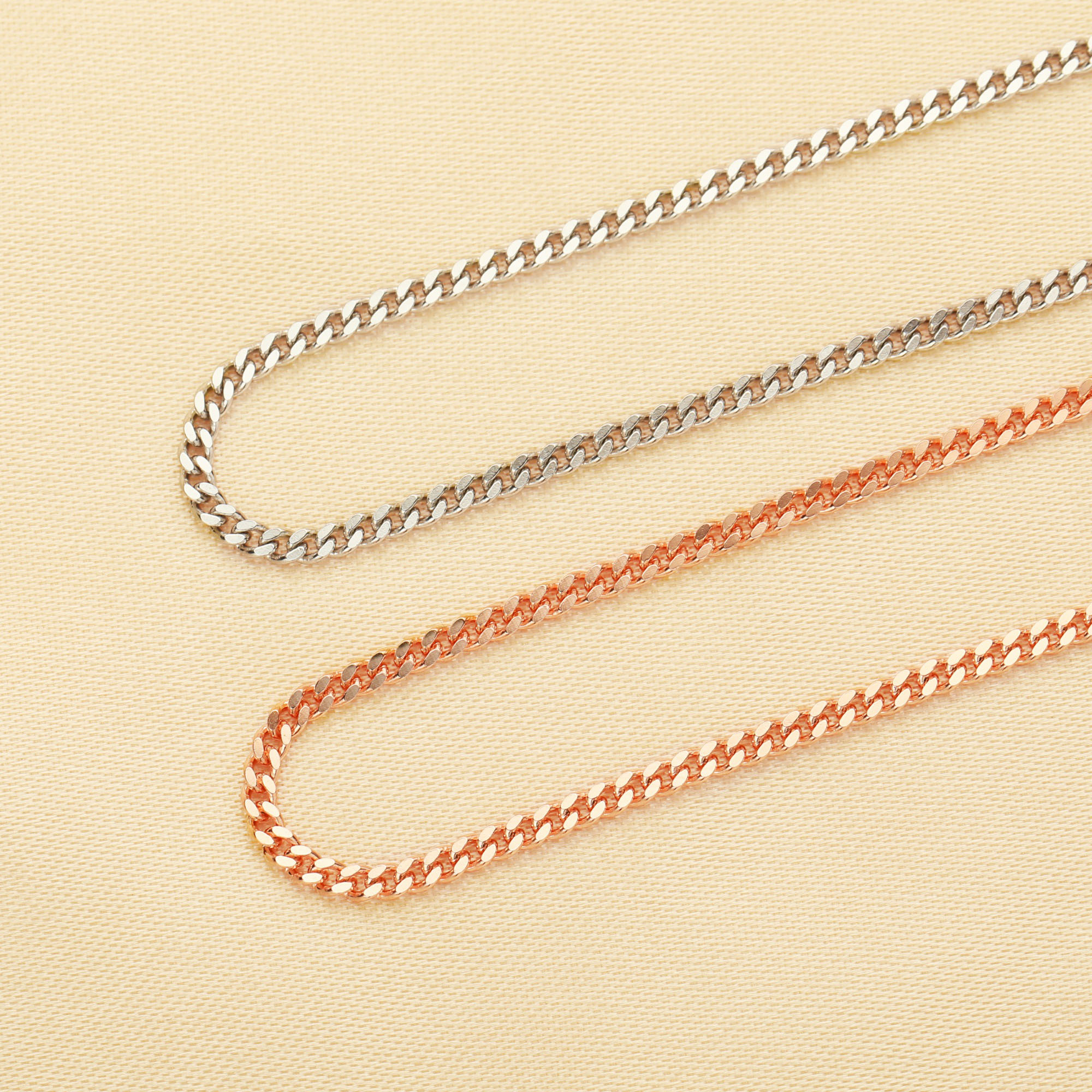 1.8MM Cuba Link Chain Necklace,Solid 925 Sterling Silver Rose Gold Plated Necklace Chain,Dainty Curb Chain,DIY Simple Chain 1320033 - Click Image to Close