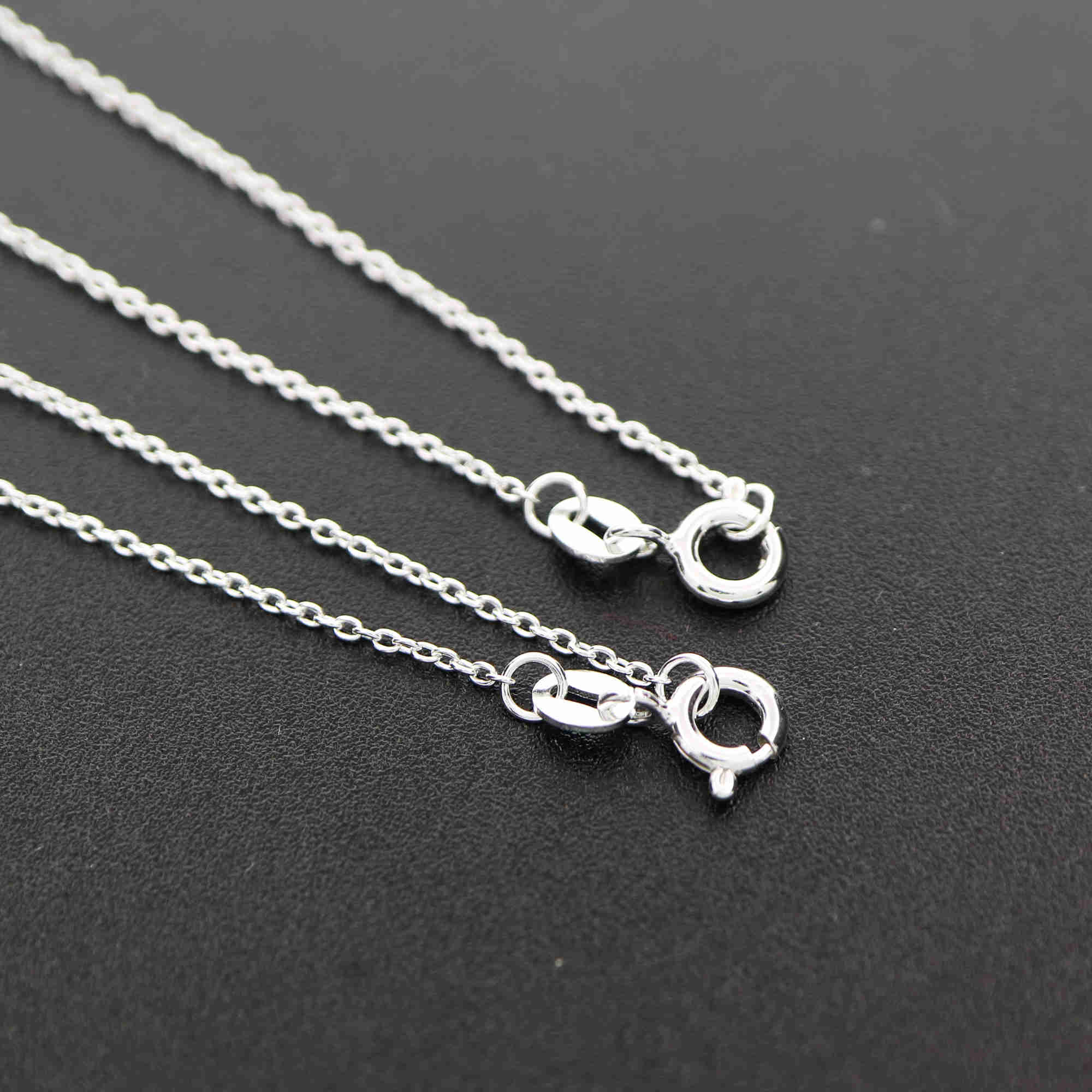 1Pcs 18-20Inches Simple O Ring 925 Sterling Solid Silver Necklace Chain ...
