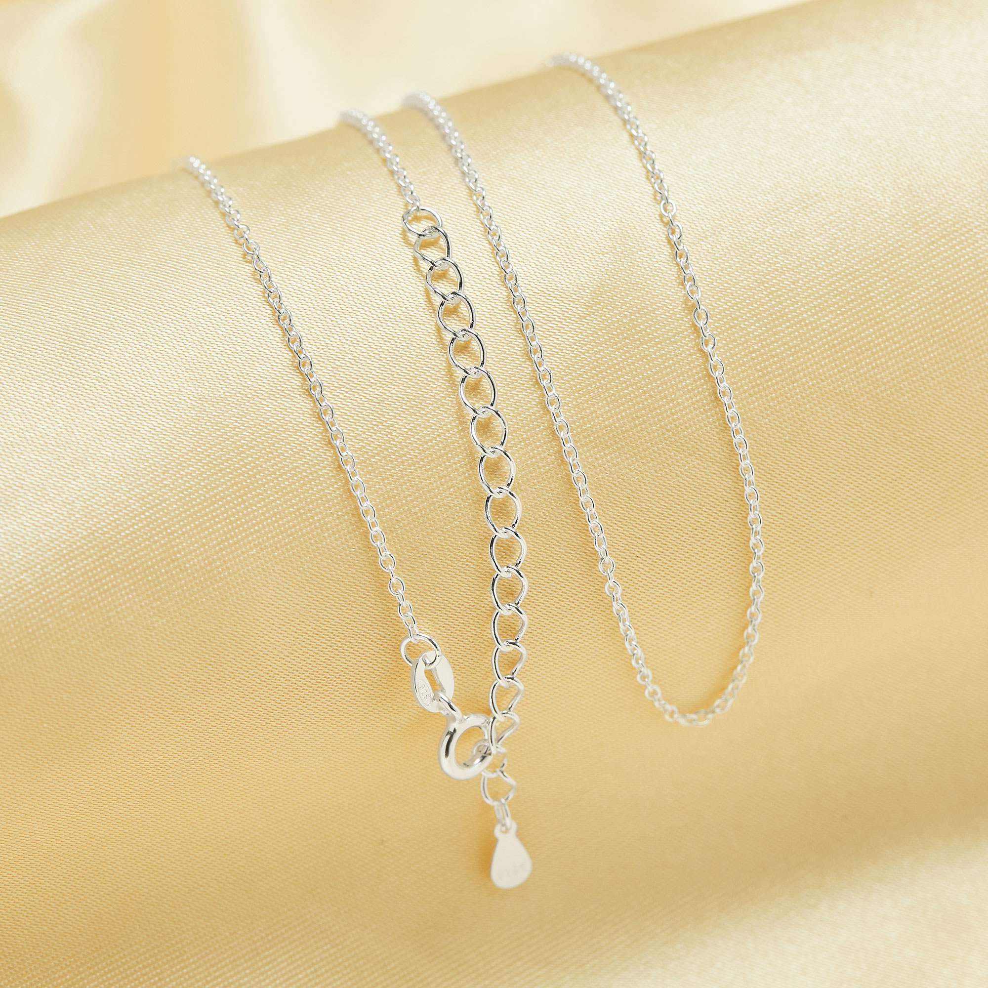 1Pcs No plated Original Silver Color Simple Cable Oval Chain Necklace with Extension Chain,Solid 925 Sterling Solid Silver DIY Necklace Chain Supplies 18''+2'' 1322064 - Click Image to Close