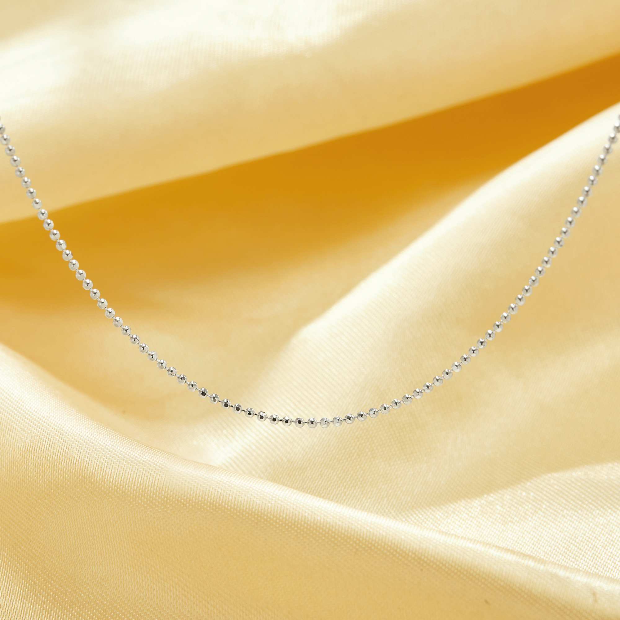 1MM Minimalist Round Bead Chain Necklace,Solid 925 Sterling Silver Necklace,Simple Bead Chain Necklace 16''+2' 1322070 - Click Image to Close