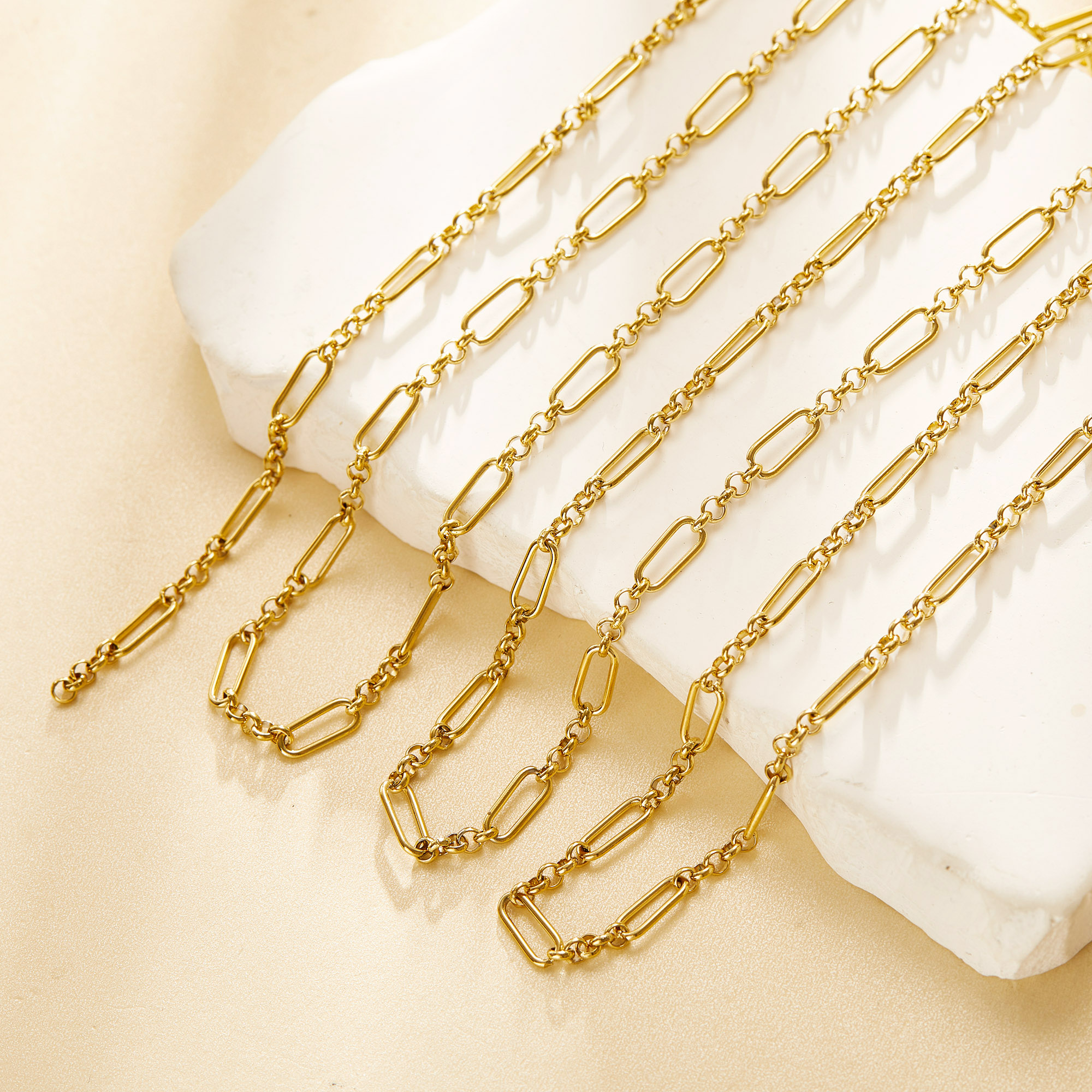 1 Meter 4.2MM Wide Gold Plated Stainless Steel Necklace,Cable Chain,Simple Chunky Choker Necklace,DIY Loose Chain Necklace Supplies 1325016 1 Meter 4.2MM Wide Gold Plated Stainless Steel Necklace,Cable Chain,Simple Chunky Choker Necklace,DIY Loose Chain Necklace Supplies 1325016