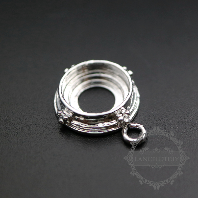 12pcs 10mm round setting bezel vintage style silver color DIY pendant charm tray supplies 1411181-1 - Click Image to Close