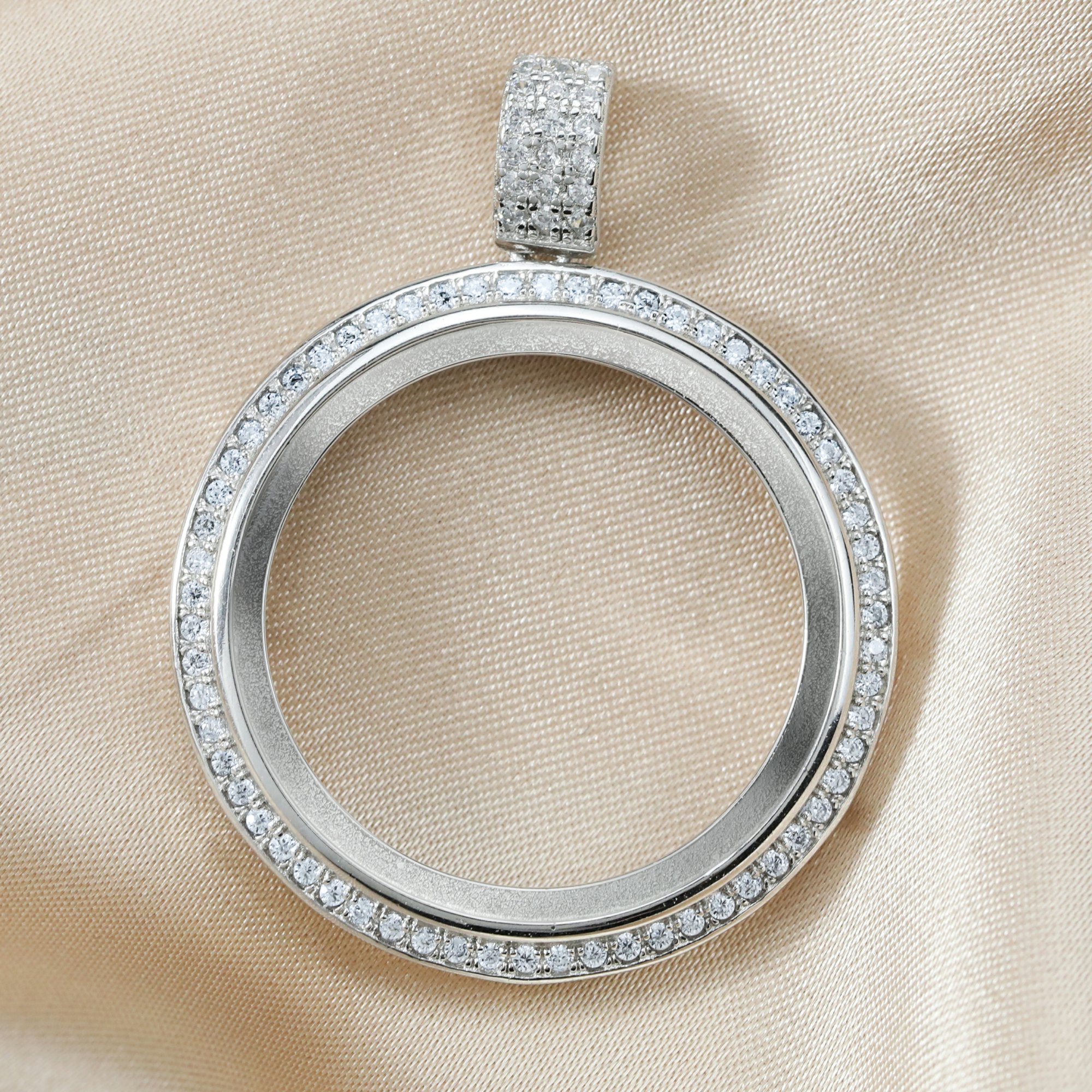 Round Pendant Frame Bezel for Flat Back Cabochon Rose Gold Plated Solid 925 Sterling Silver DIY Charm Supplies 1411297 - Click Image to Close