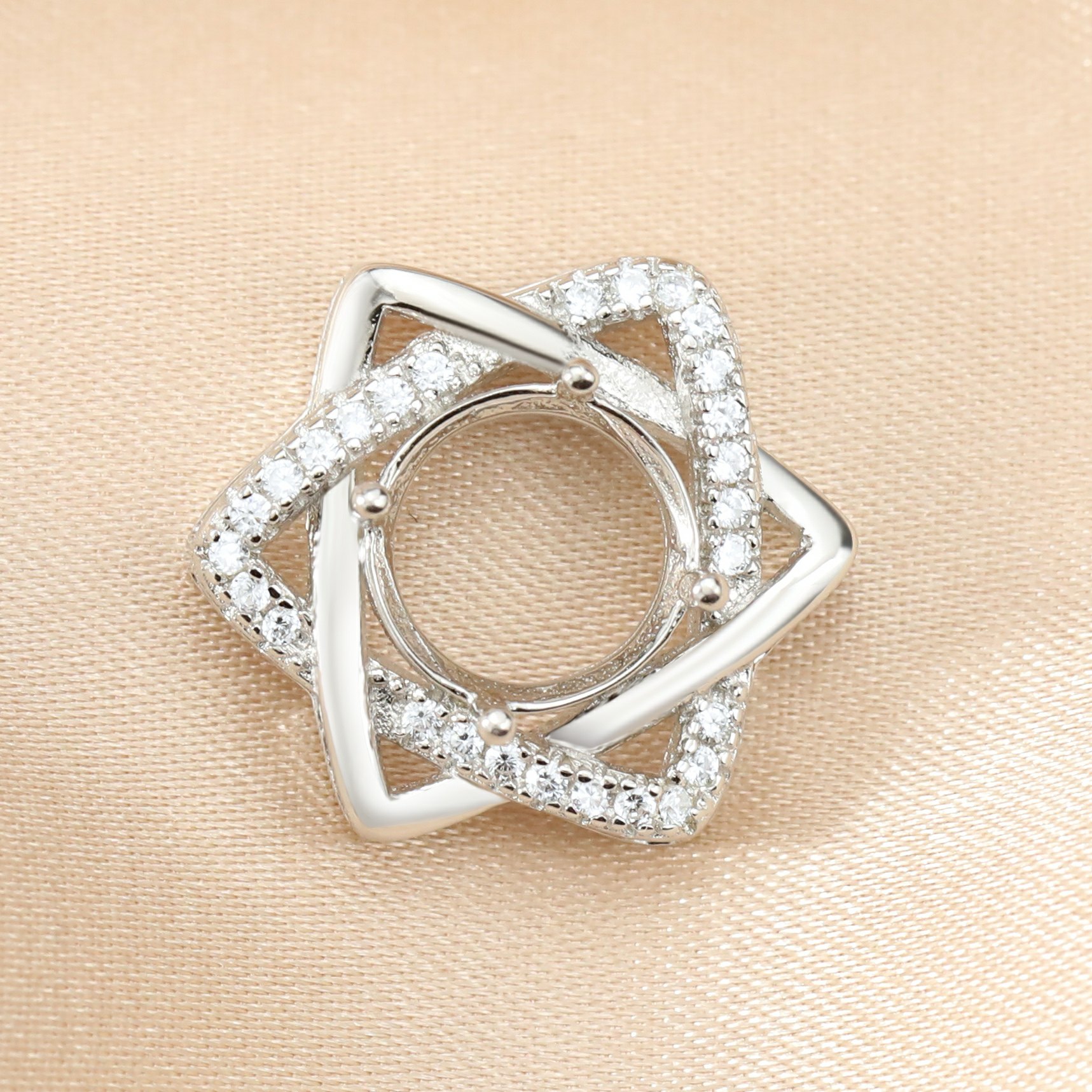 Keepsake Breast Milk Resin 8MM Round Prong Pendant Blank Bezel Settings Hexagram Star Solid 925 Sterling Silver DIY Charm Supplies 1411298 - Click Image to Close