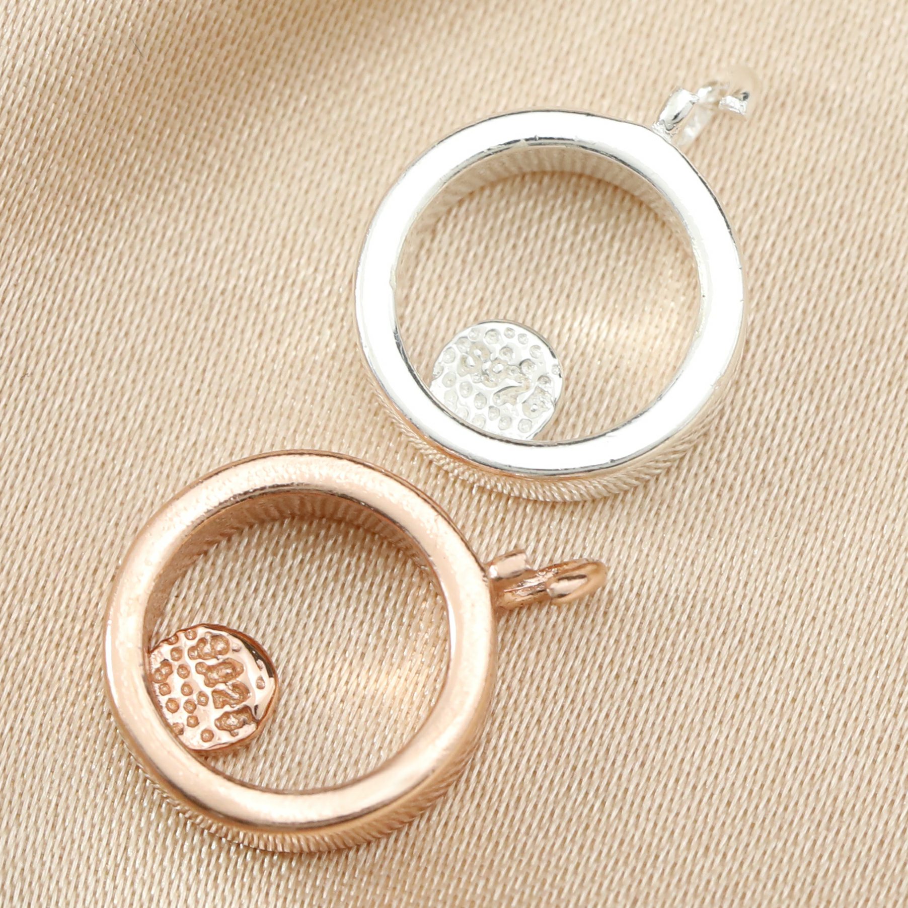 10MM Round Full Moon Circle Charm Rose Gold Plated Solid 925 Sterling Silver DIY Pendant Supplies 1411311 - Click Image to Close