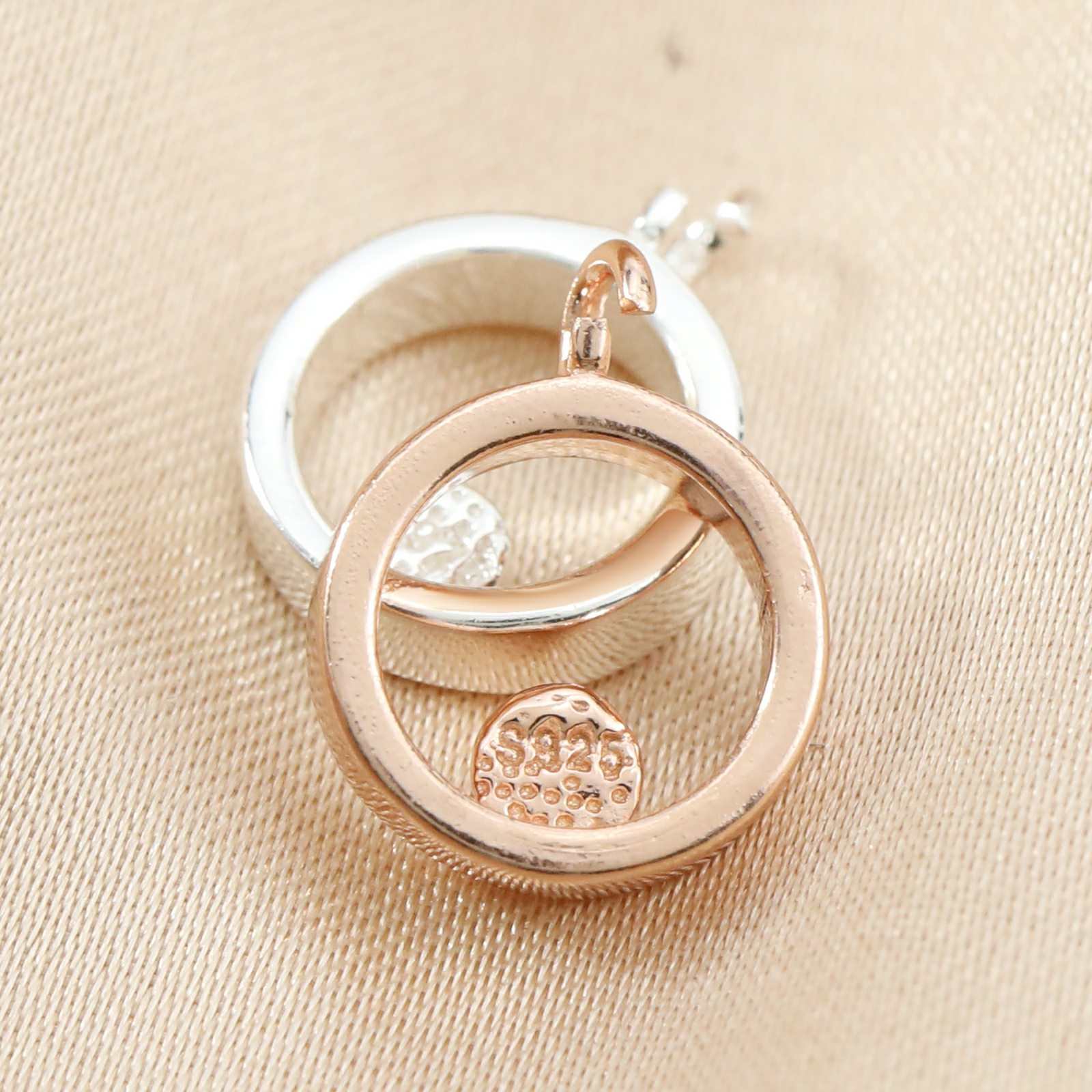 10MM Round Full Moon Circle Charm Rose Gold Plated Solid 925 Sterling Silver DIY Pendant Supplies 1411311 - Click Image to Close