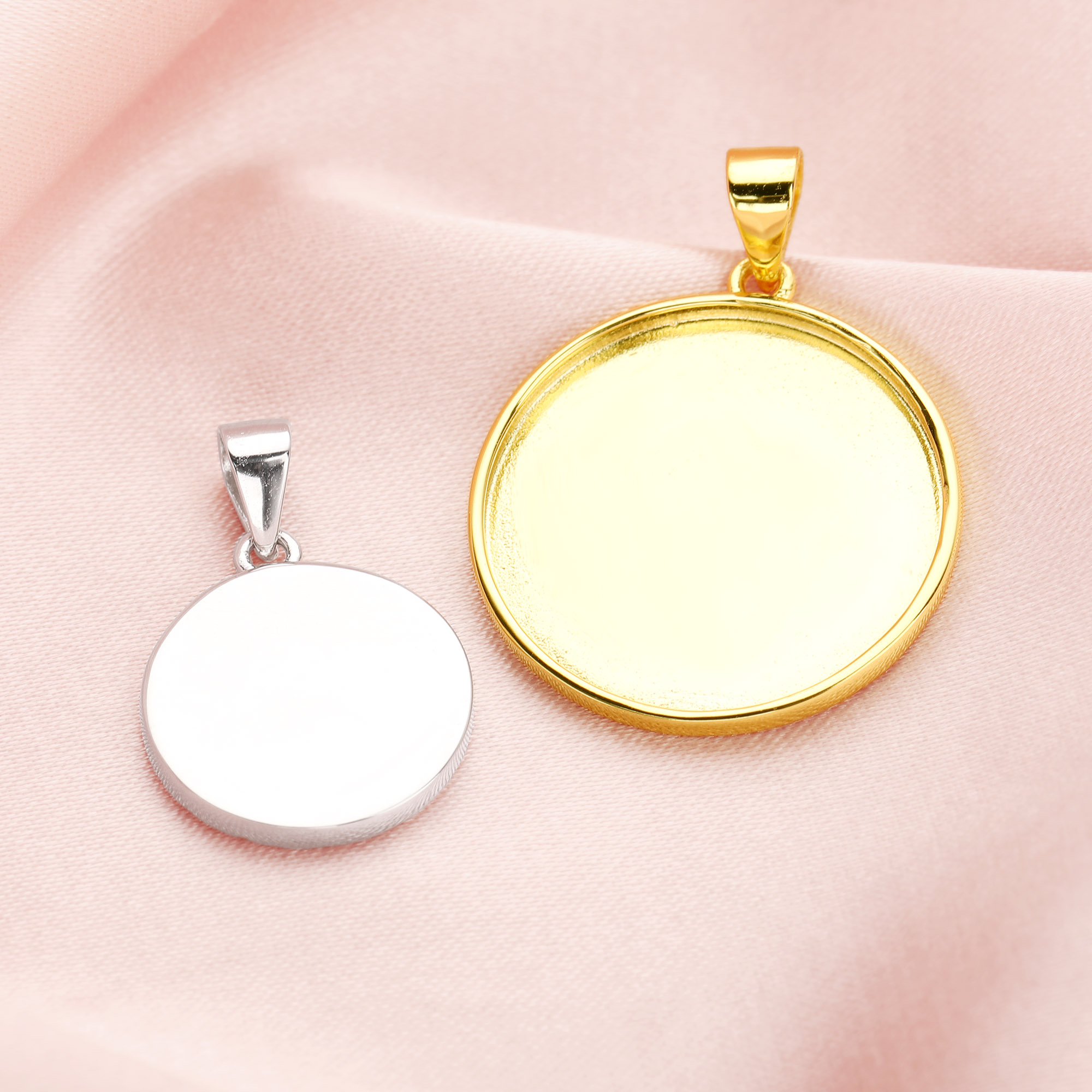 Keepsake Breast Milk Round Solid Back Pendant Bezel Settings,Solid 14K 18K Gold Charm,DIY Memory Jewelry Supplies 1411330 - Click Image to Close