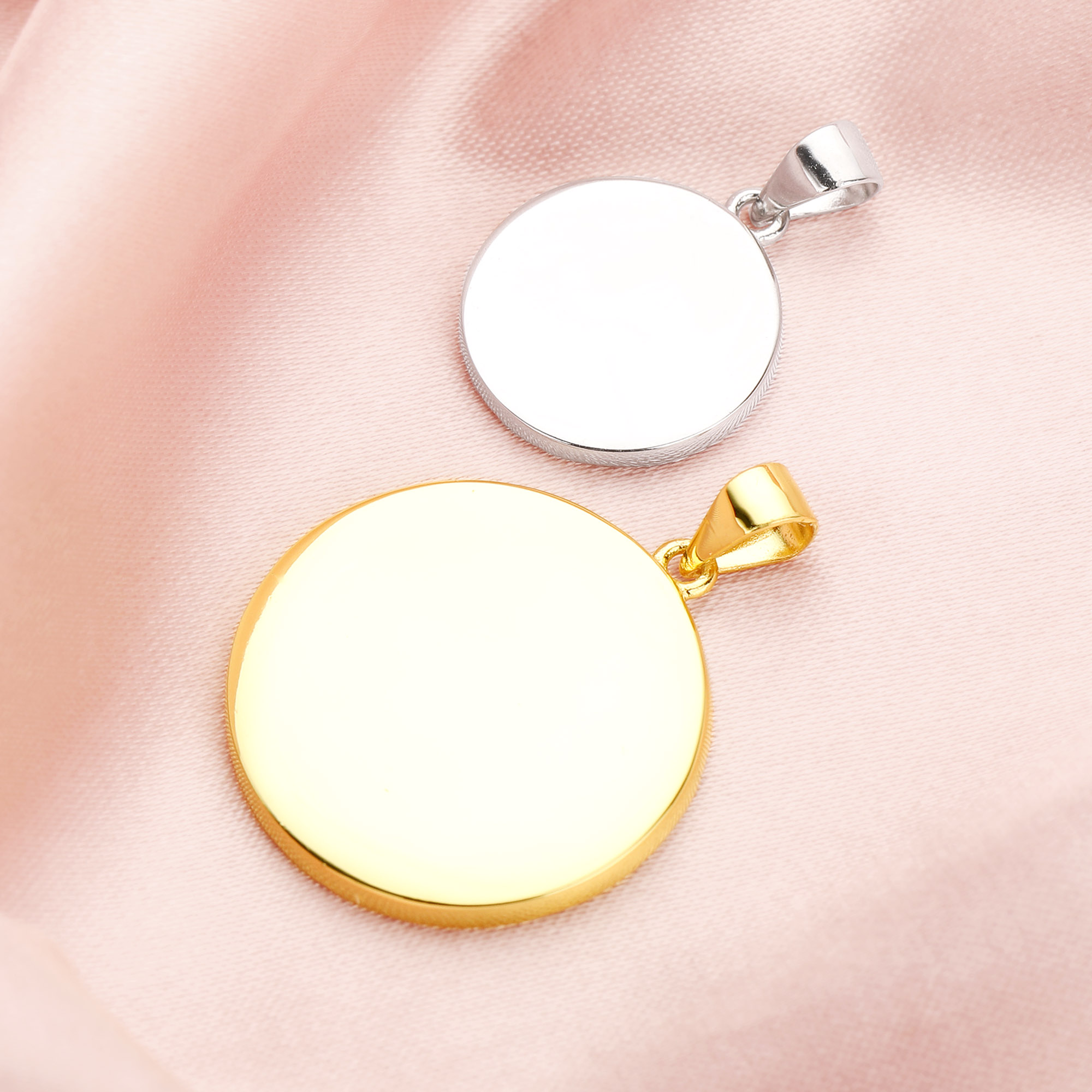 Keepsake Breast Milk Round Solid Back Pendant Bezel Settings,Solid 14K 18K Gold Charm,DIY Memory Jewelry Supplies 1411330 - Click Image to Close