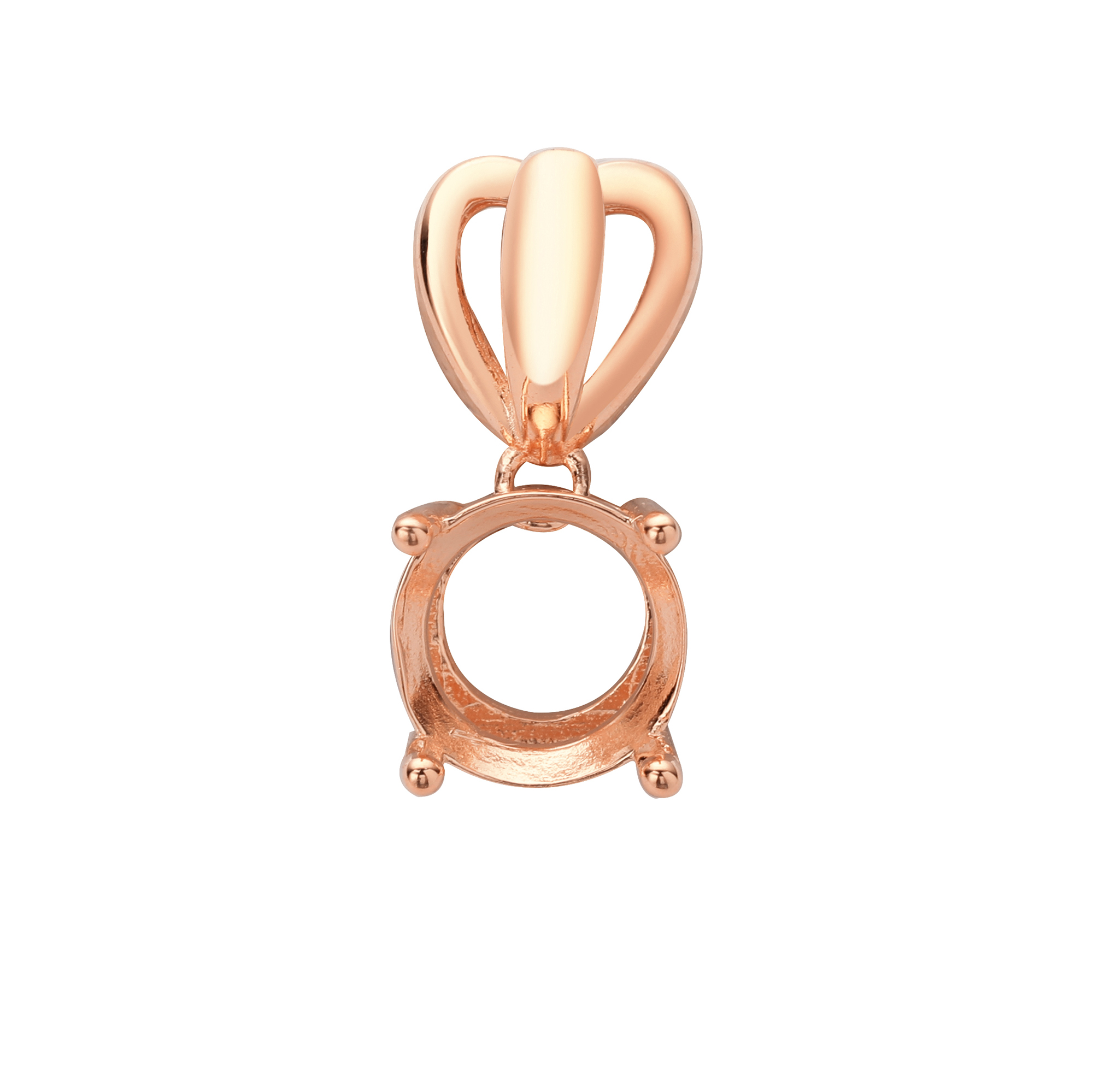 8MM Round Four Prongs Pendant Settings,Solid 925 Sterling Silver Rose Gold Plated Charm,DIY Charm Bezel For Gemstone 1411338 - Click Image to Close