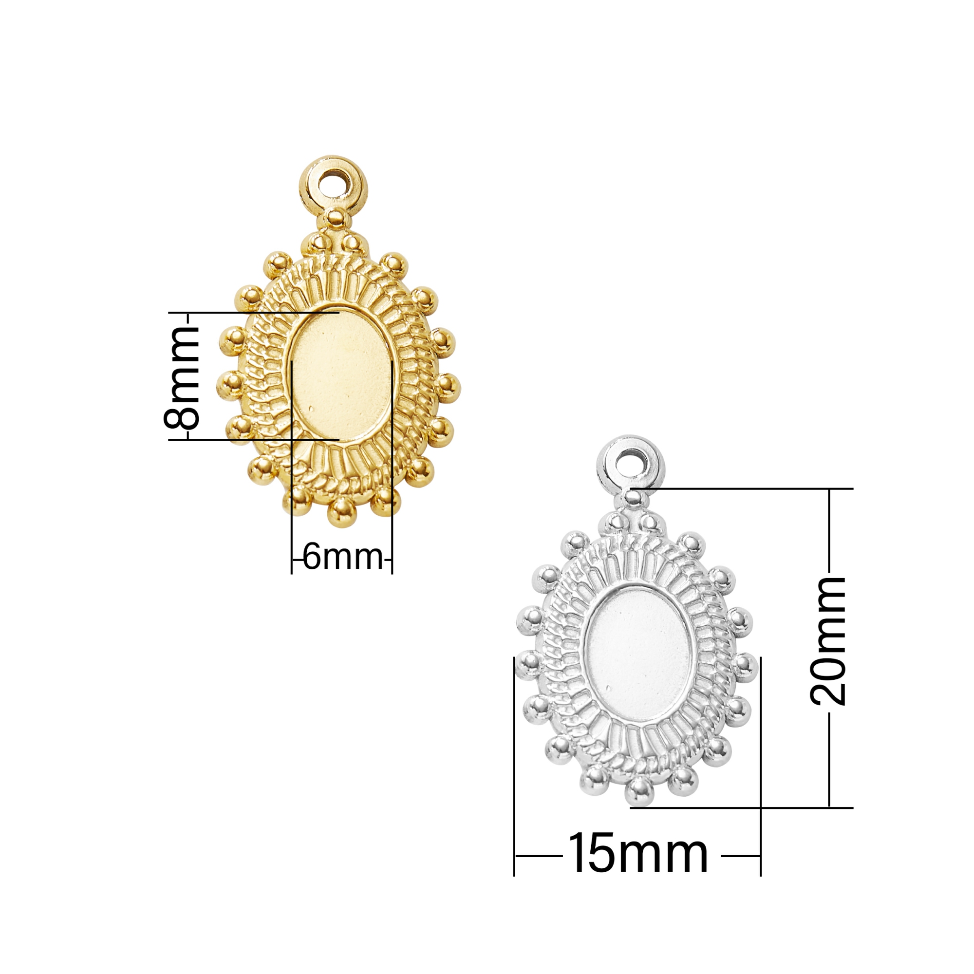 Keepsake Breastmilk Stainless Steel Oval Bezel Pendant Settings, Gold Plated 304L Charm,0.5MM Deep DIY Supplies 1411357 - Click Image to Close