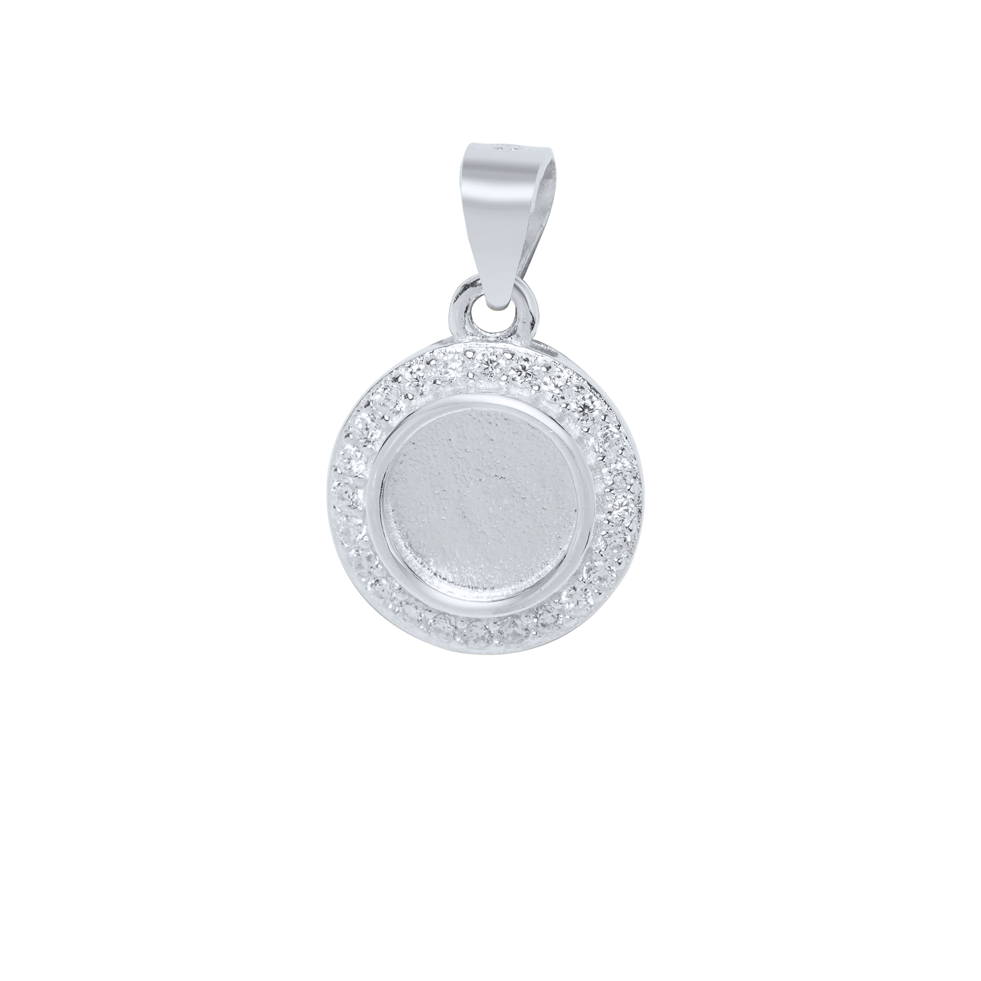 Keepsake Breast Milk Resin Halo Round Bezel Pendant Blank Settings,Solid Back Solid 925 Sterling Silver Rose Gold Plated Charm,Pave Cz Stone Pendant 1411373 - Click Image to Close