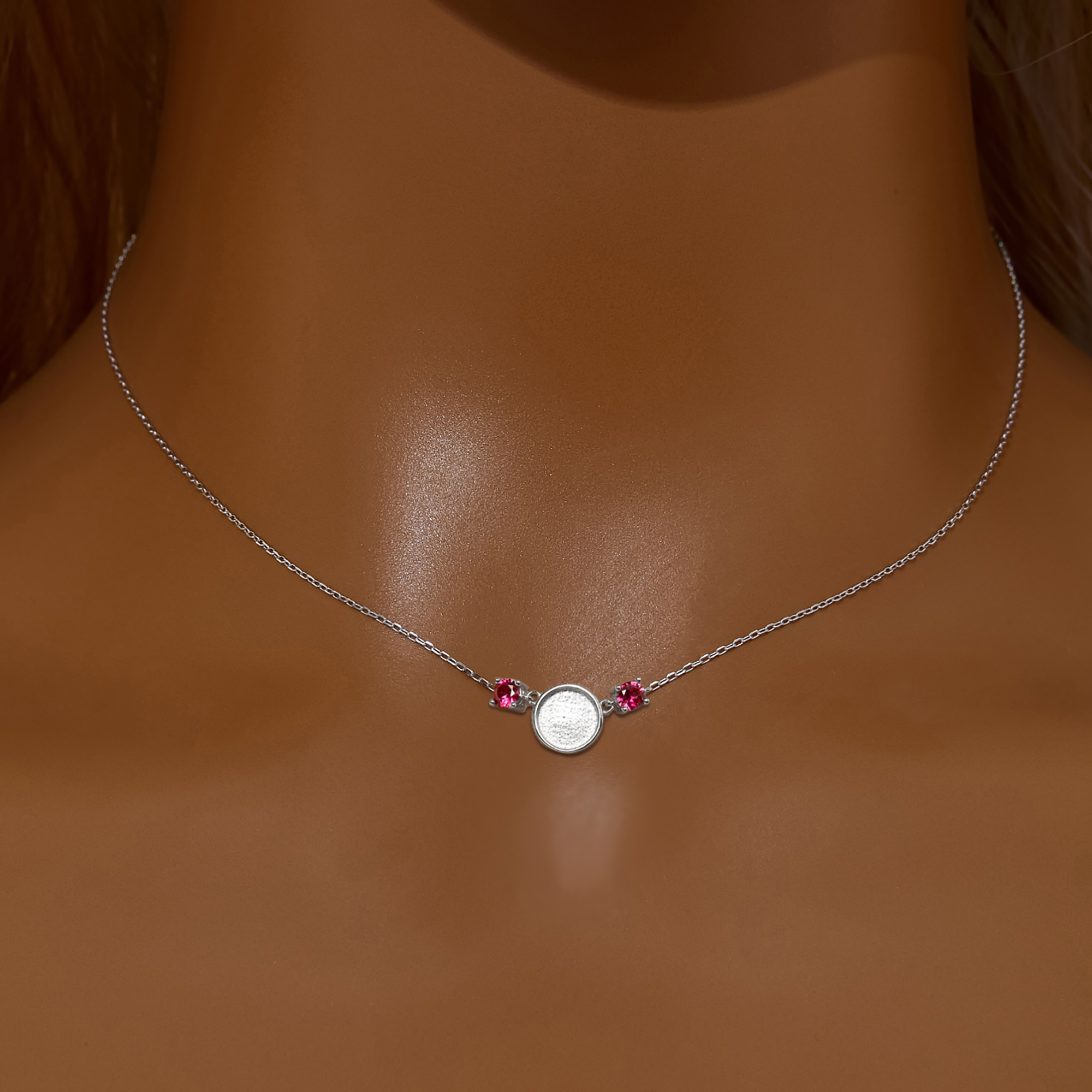 Keepsake Breast Milk Resin Round Bezel Birthstone Pendant Necklace Settings,Solid 925 Sterling Silver Rose Gold Plated Necklace,Birthstone Necklace Chain 16''+2'' 1411378 - Click Image to Close