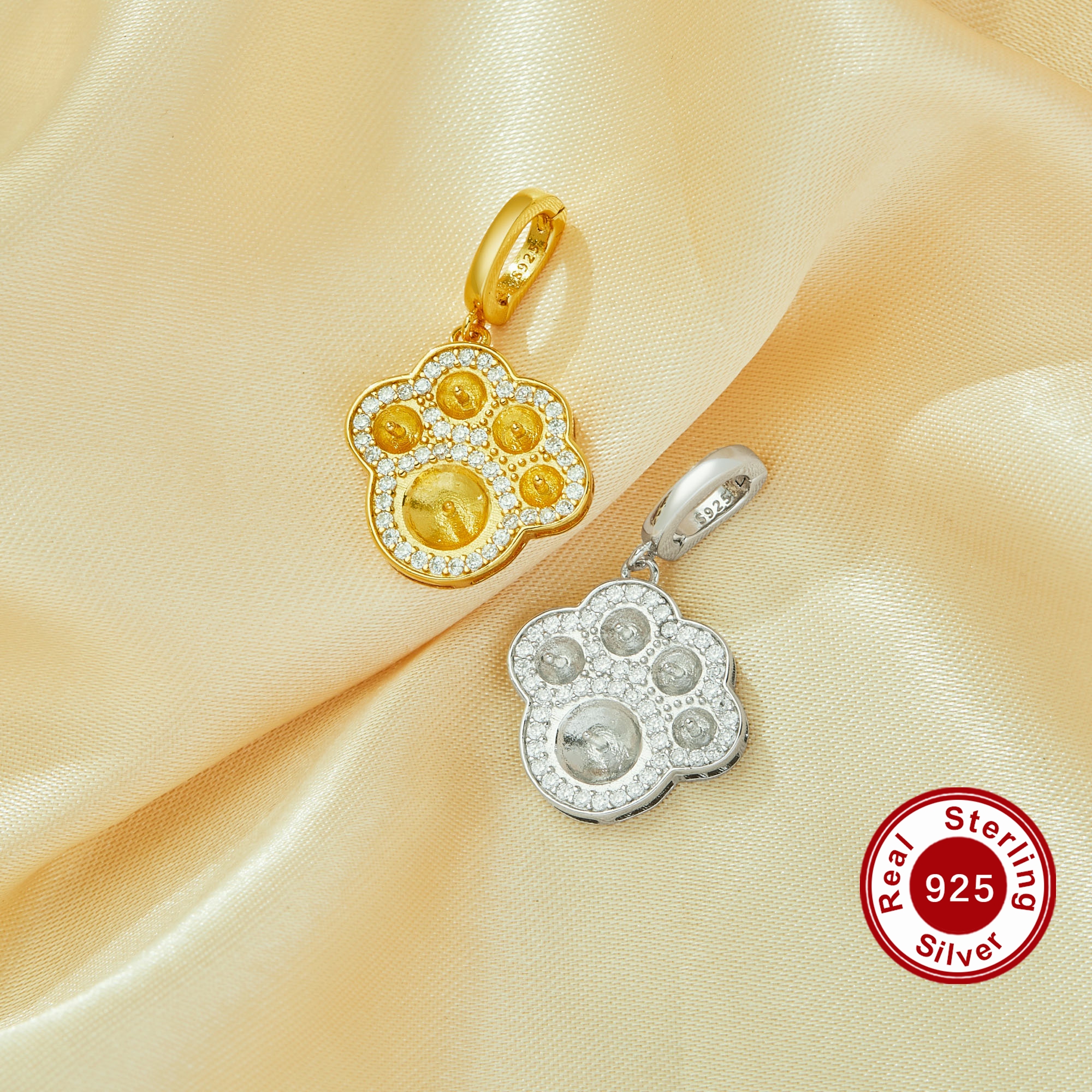 Keepsake Mother's Milk Resin Round Bezel Dog Paw Pendant Settings,Solid 925 Sterling Silver Gold Plated Charm Pin for 3-4MM 6-7MM Half Drilled Beads Pearl,DIY Pendant Supplies 1411451 Keepsake Mother's Milk Resin Round Bezel Dog Paw Pendant Settings,Solid 925 Sterling Silver Gold Plated Charm Pin for 3-4MM 6-7MM Half Drilled Beads Pearl,DIY Pendant Supplies 1411451