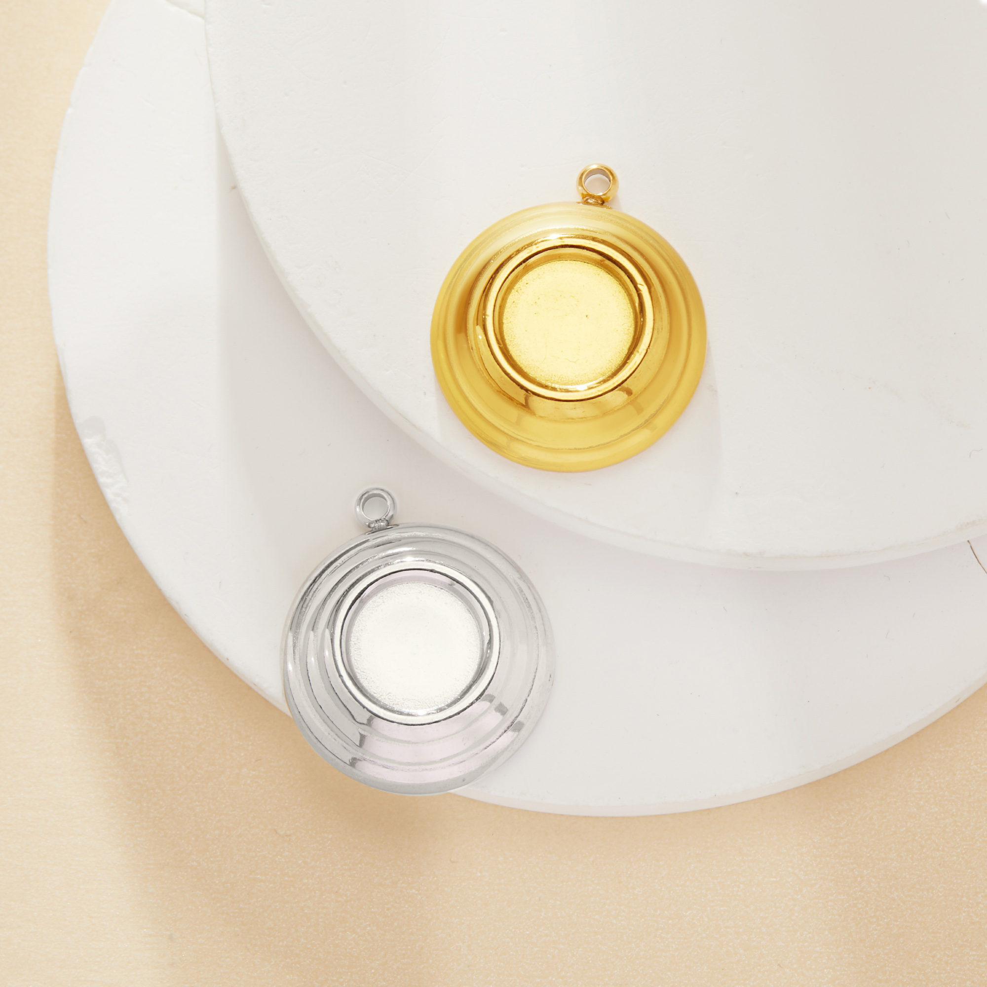 9MM Round Bezel Stainless Steel Pendant Settings,Yellow Gold Silver Round Pendant Charm,DIY Pendant Blank Supplies 1411471 9MM Round Bezel Stainless Steel Pendant Settings,Yellow Gold Silver Round Pendant Charm,DIY Pendant Blank Supplies 1411471