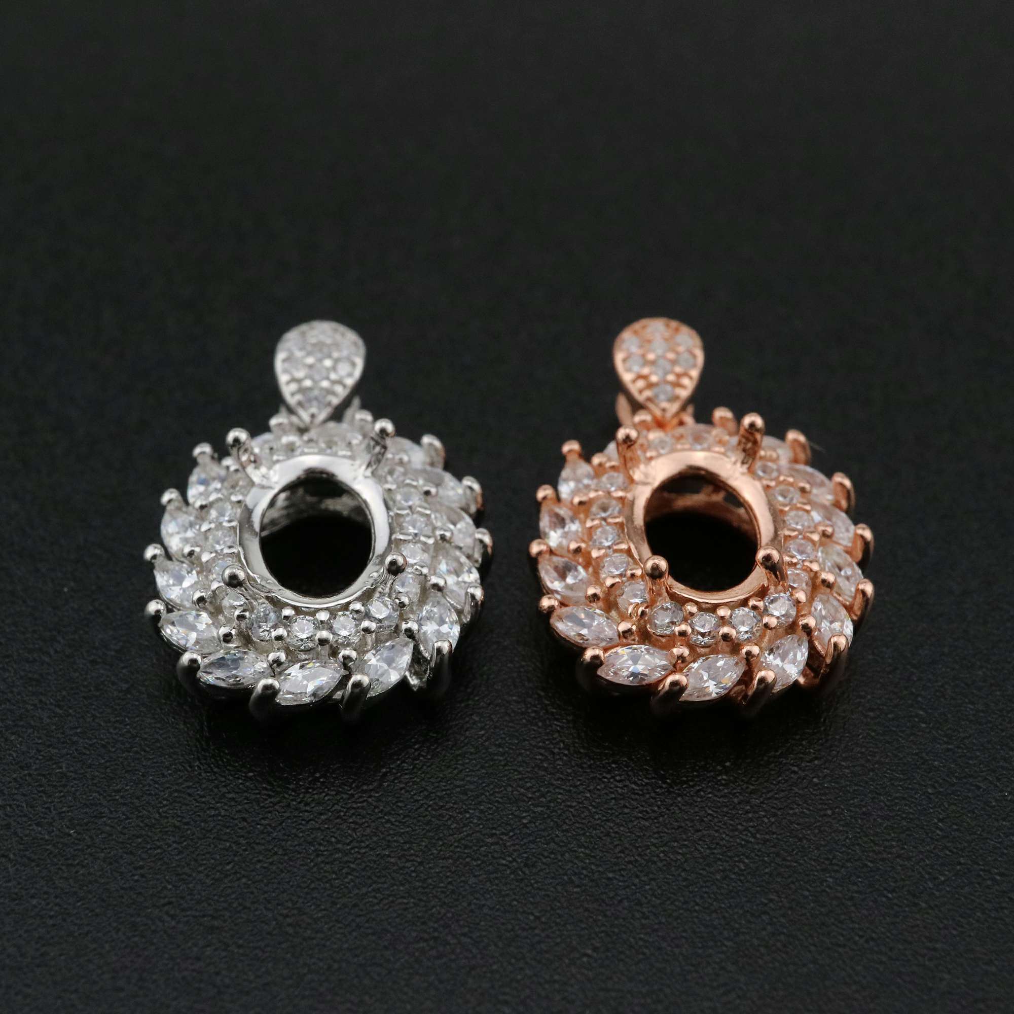 1Pcs 6x8MM Oval Prong Pendant Settings Flower Rose Gold Plated Solid 925 Sterling Silver Charm Bezel Tray DIY Supplies for Gemstone 1421145 - Click Image to Close