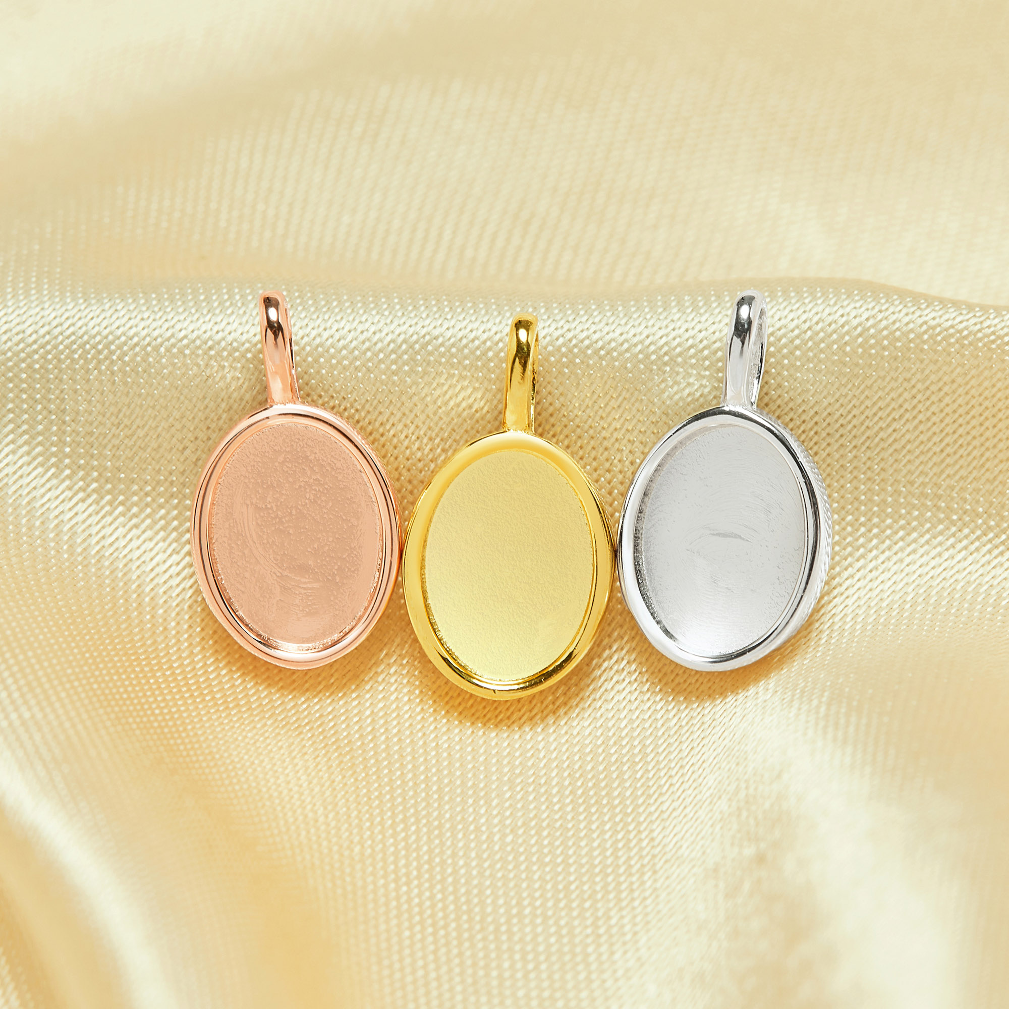 Keepsake Breast Milk Oval Solid Back Pendant Bezel Settings,Solid 925 Sterling Silver Rose Gold Plated Pendant,DIY Memory Jewelry Supplies 1421218 - Click Image to Close