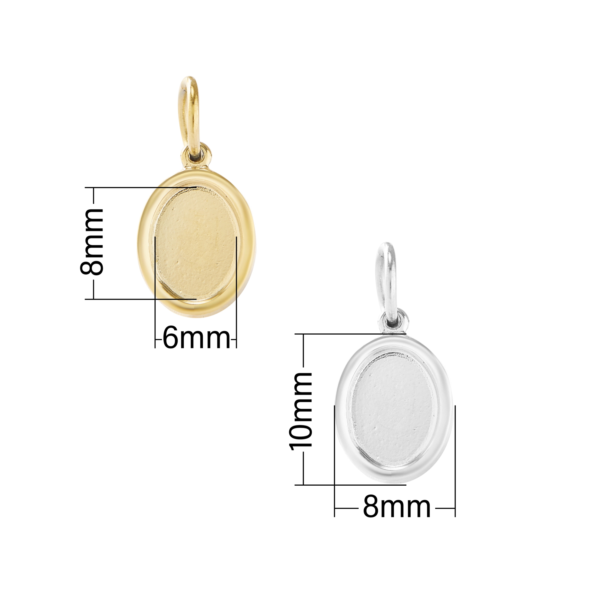 Keepsake Breastmilk Stainless Steel Oval Bezel Pendant Settings,Minimalist Gold Plated 304L Charm,0.5MM Deep DIY Supplies 1421219 - Click Image to Close