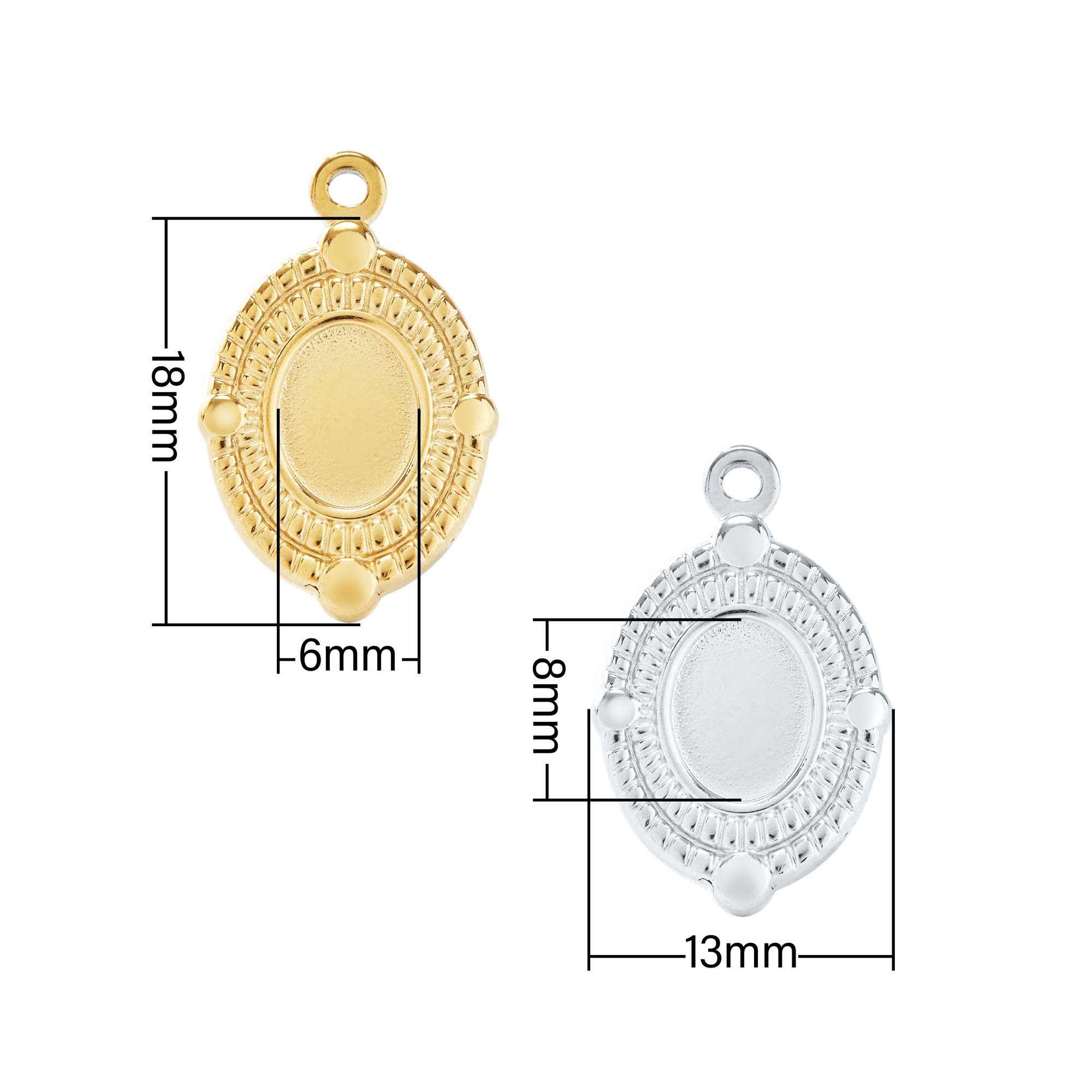 Keepsake Breastmilk Stainless Steel Oval Bezel Pendant Settings, Gold Plated 304L Charm,0.5MM Deep DIY Supplies 1421220 - Click Image to Close