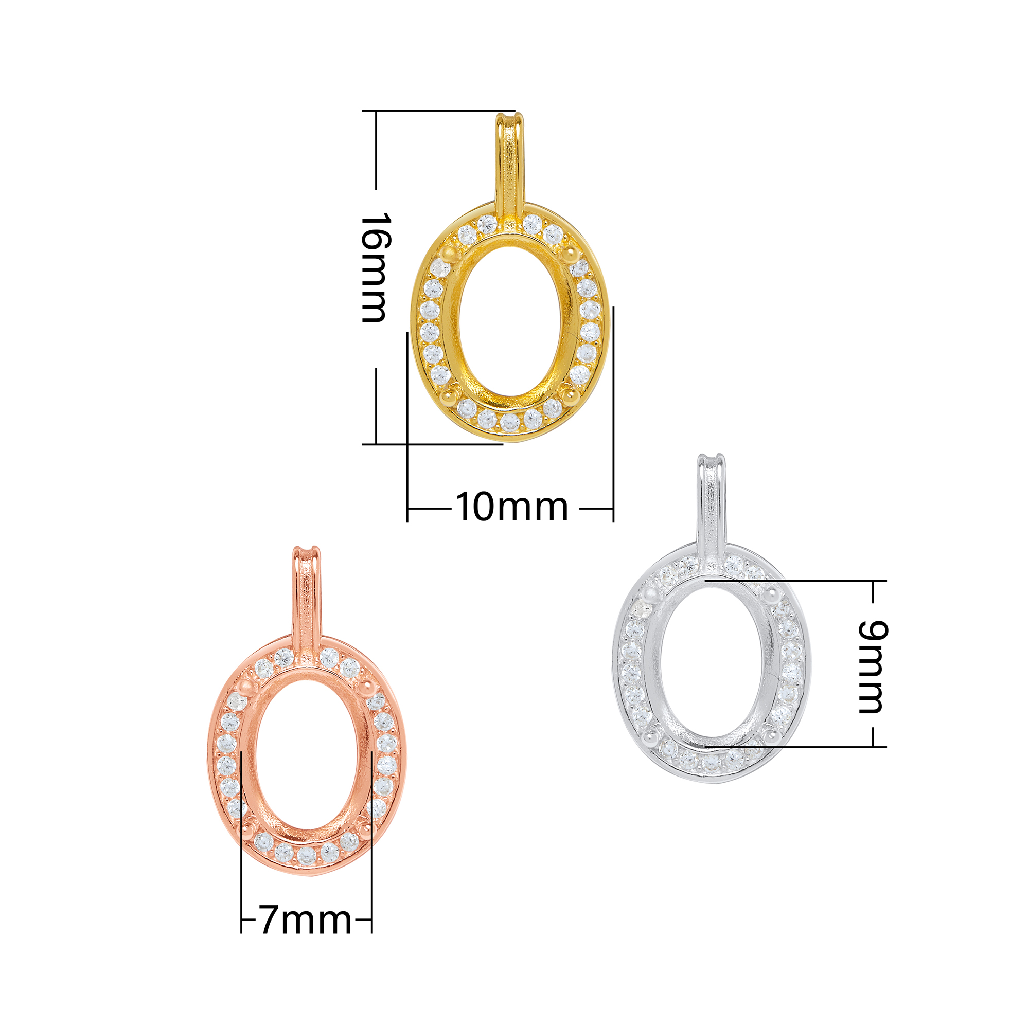 7x9MM Halo Oval Prong Bezel Pendant Settings,Solid 925 Sterling Silver Rose Gold Plated Charm,Minimalist Pendant,DIY Pendant Supplies 1421226 - Click Image to Close