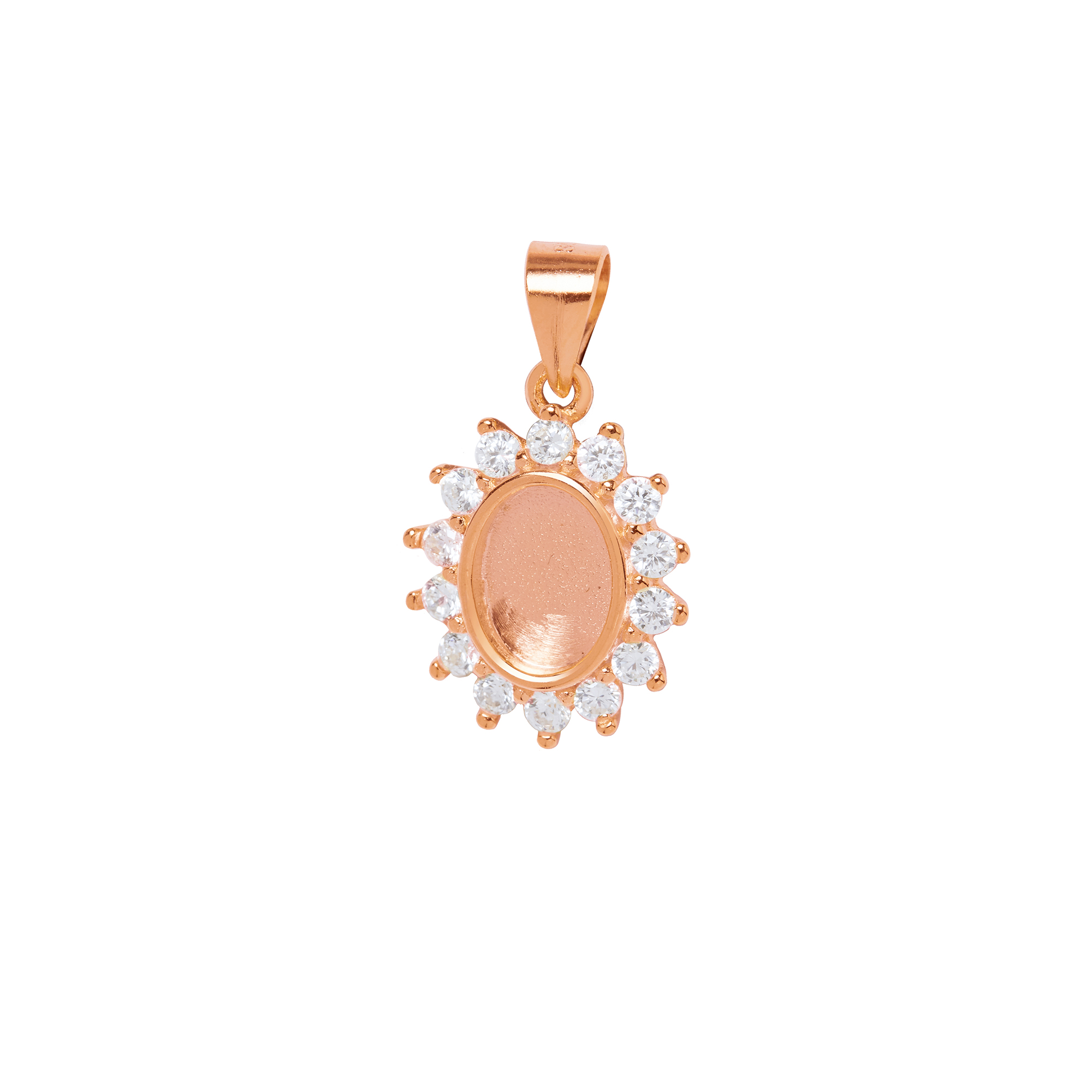 6x8MM Keepsake Breast Milk Resin Halo Oval Bezel Pendant Blank Settings,Solid Back Solid 925 Sterling Silver Rose Gold Plated Charm,Vintage Styles Pendant 1421232 - Click Image to Close