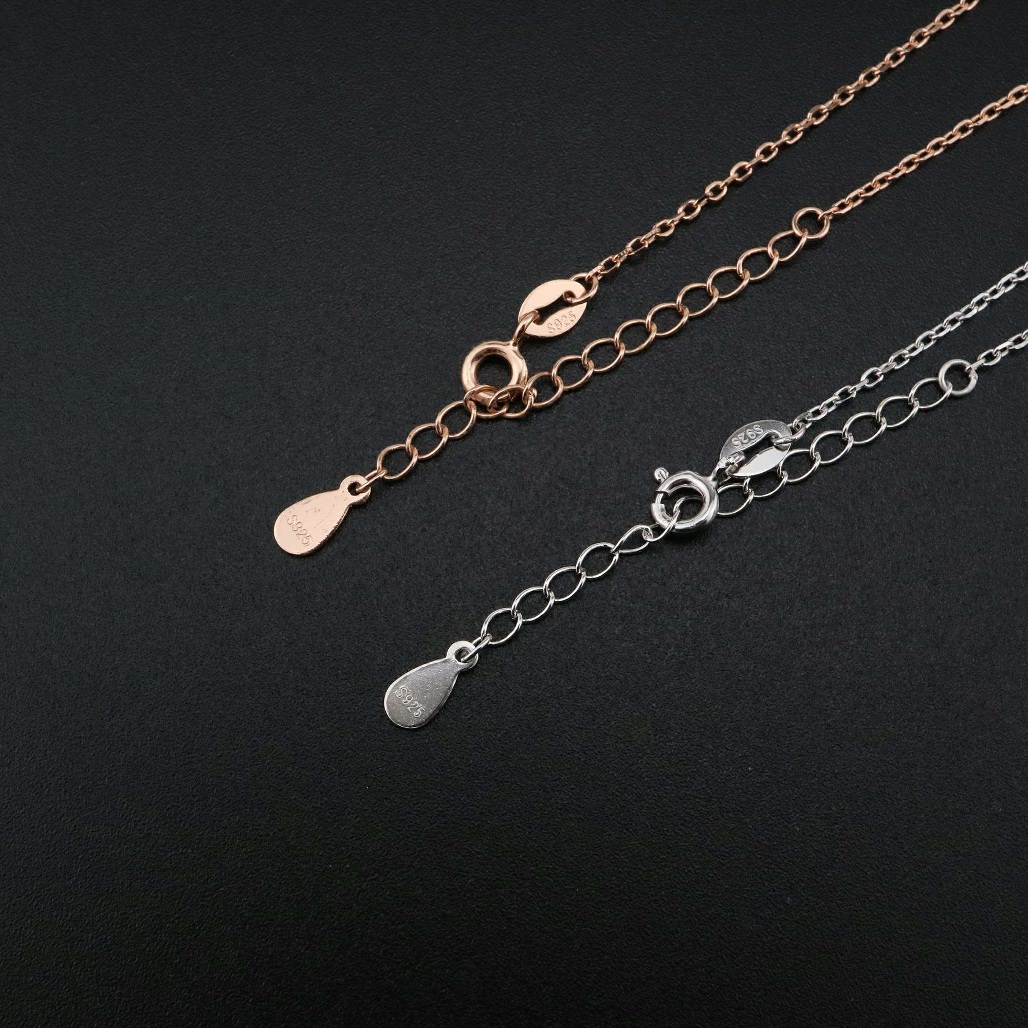 1Pcs 4x6MM Pear Prong Pendant Settings Necklace Dear Horn Rose Gold Plated Solid 925 Sterling Silver Charm Bezel Tray DIY Supplies 16''+2'' 1431060 - Click Image to Close