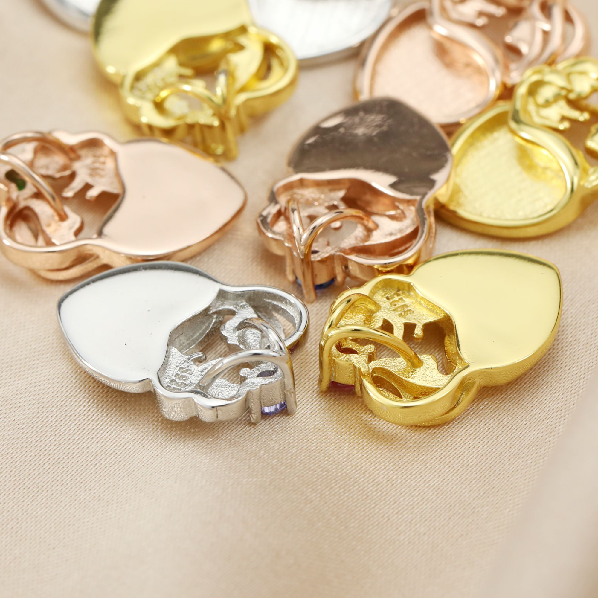 9MM Breast Milk Resin Heart Bezel Settings Mother Twins Babies Love with 3MM Birthstone Solid Back Rose Gold Plated Solid 925 Sterling Silver DIY Pendant Bezel Supplies 1431117 - Click Image to Close