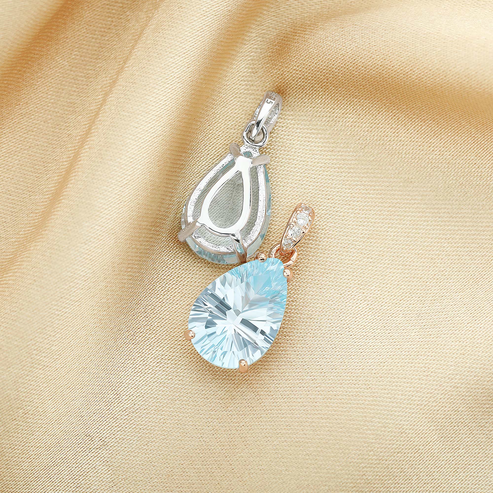 8x12MM Pear Sky Blue Topaz Birthstone Pendant Charm,Solid 925 Sterling Silver Charm,November Birthstone Pendant,DIY Keepsake Charm 1431148 - Click Image to Close