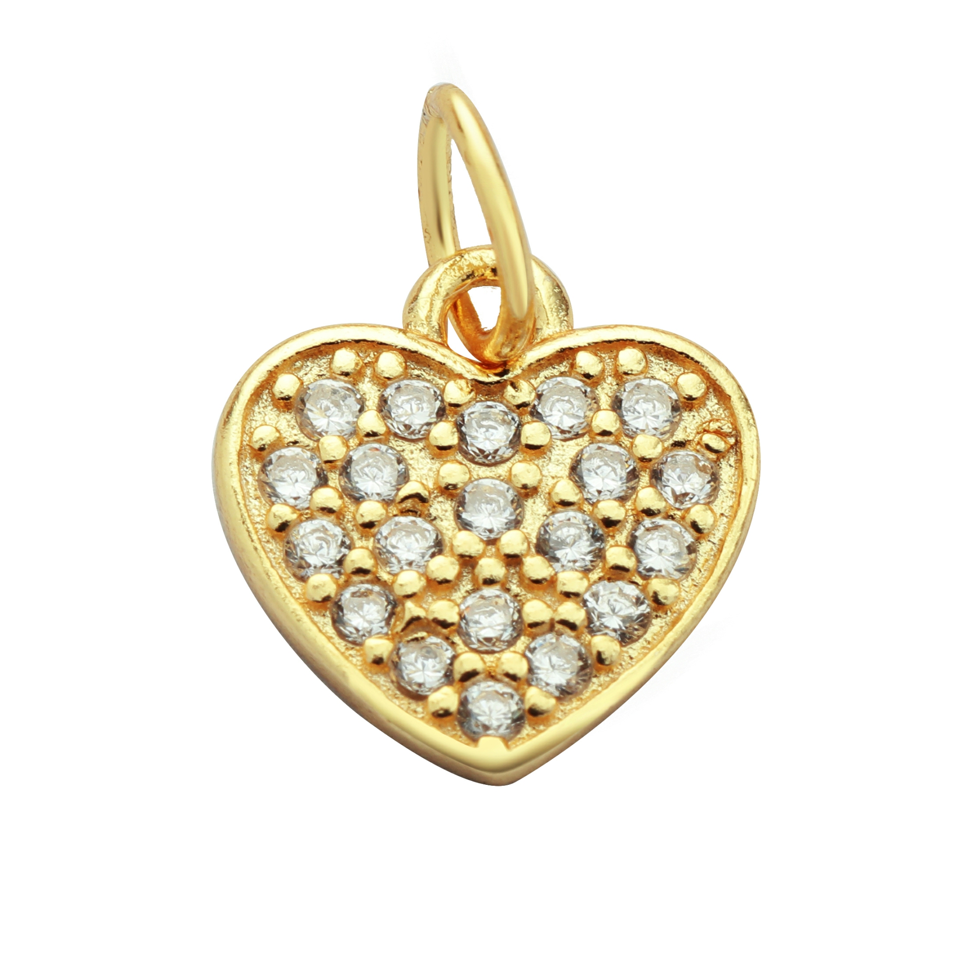 9MM Pave CZ Stone Heart Charm,Solid 925 Sterling Silver Gold Plated Pendant Charm,DIY Charm Supplies 1431188 - Click Image to Close