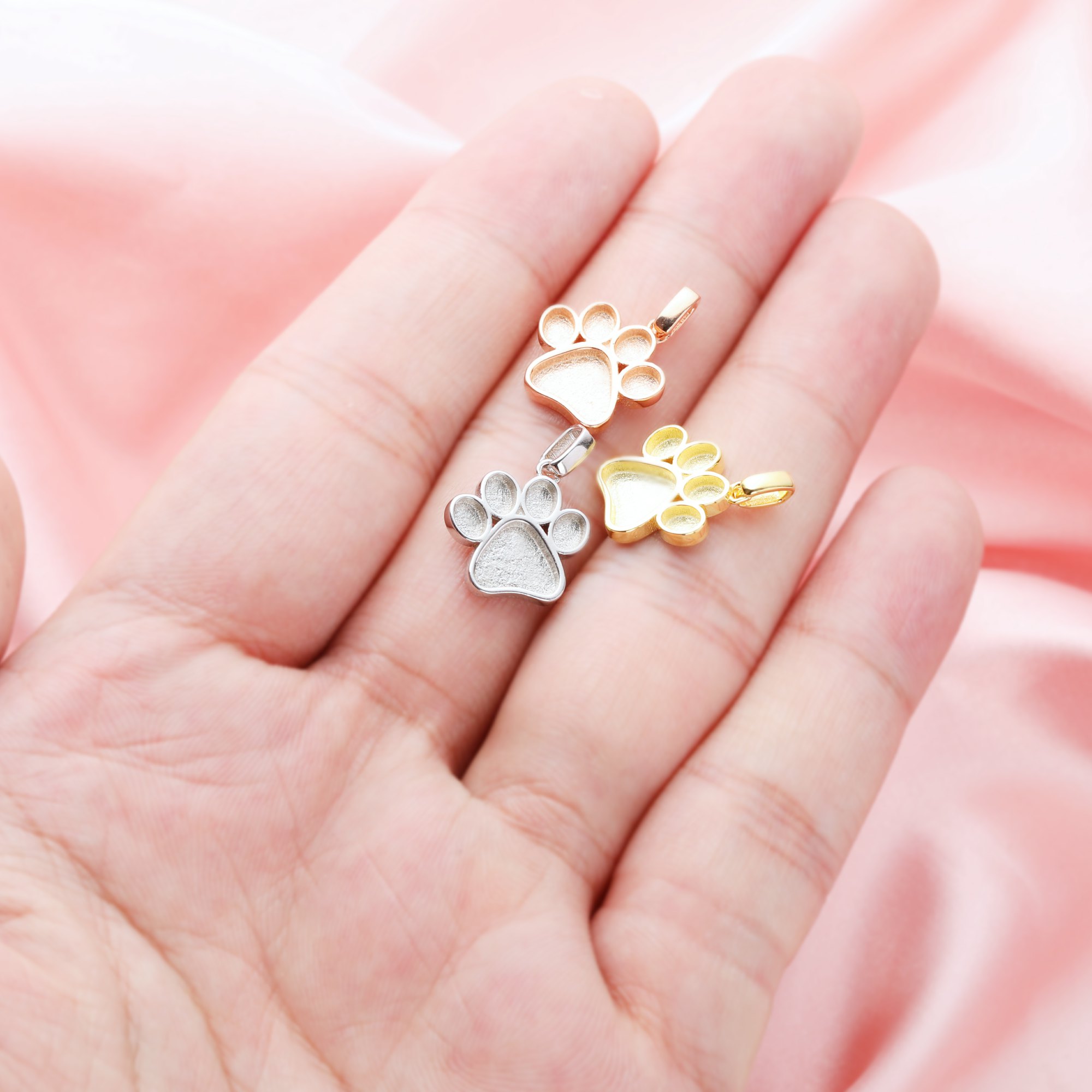 13MM Keepsake Breast Milk Resin Dog Paw Pendant Bezel Settings,Solid 14K 18K Gold Pendant Charm,DIY Pendant Bezel Supplies 1431216 - Click Image to Close