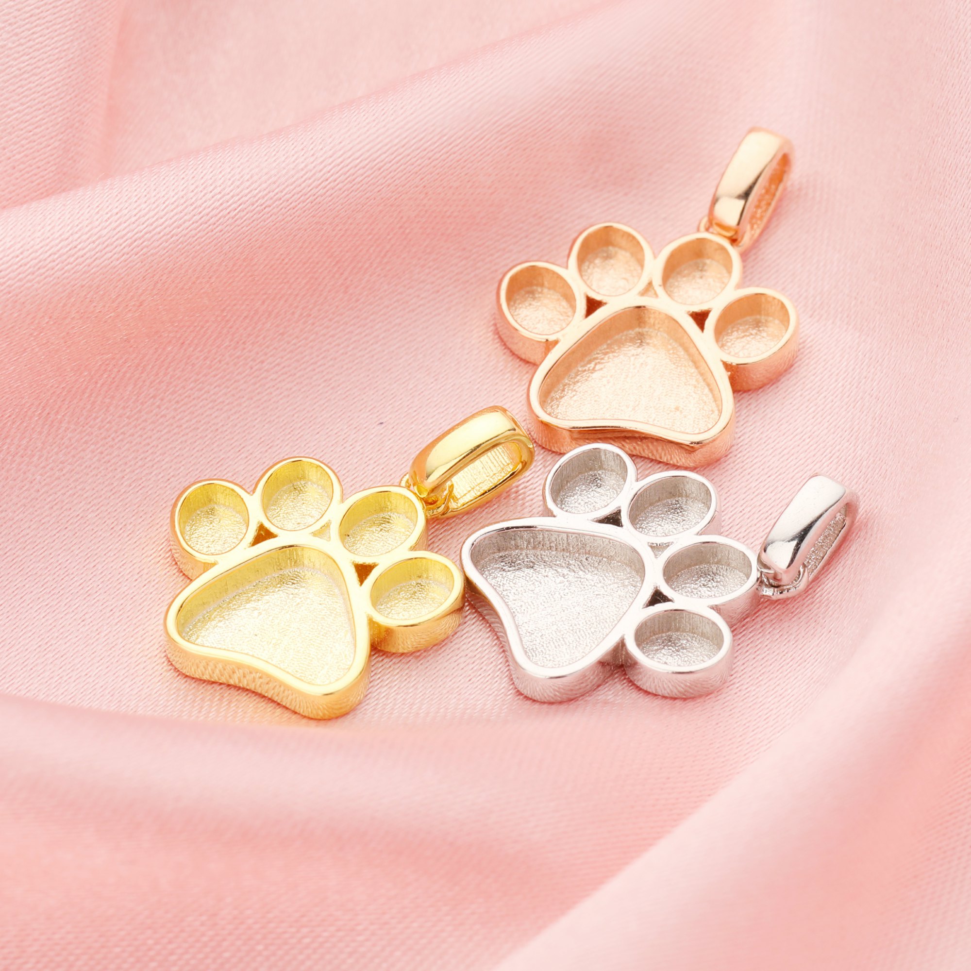 13MM Keepsake Breast Milk Resin Dog Paw Pendant Bezel Settings,Solid 14K 18K Gold Pendant Charm,DIY Pendant Bezel Supplies 1431216 - Click Image to Close