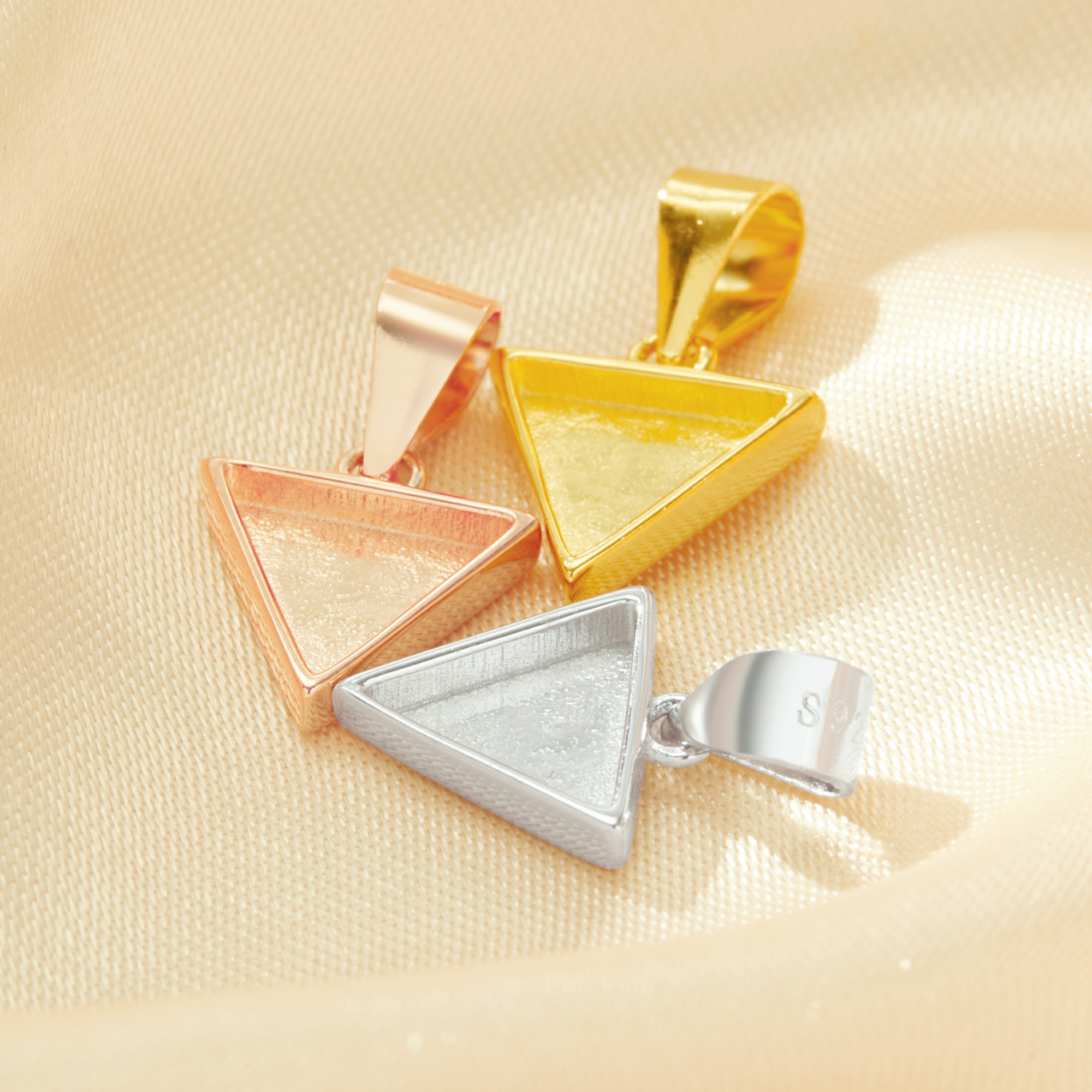 9MM Keepsake Breast Milk Resin Triangle Pendant Bezel Settings,Solid 925 Sterling Silver Rose Gold Plated Charm,DIY Pendant Supplies 1431242 - Click Image to Close