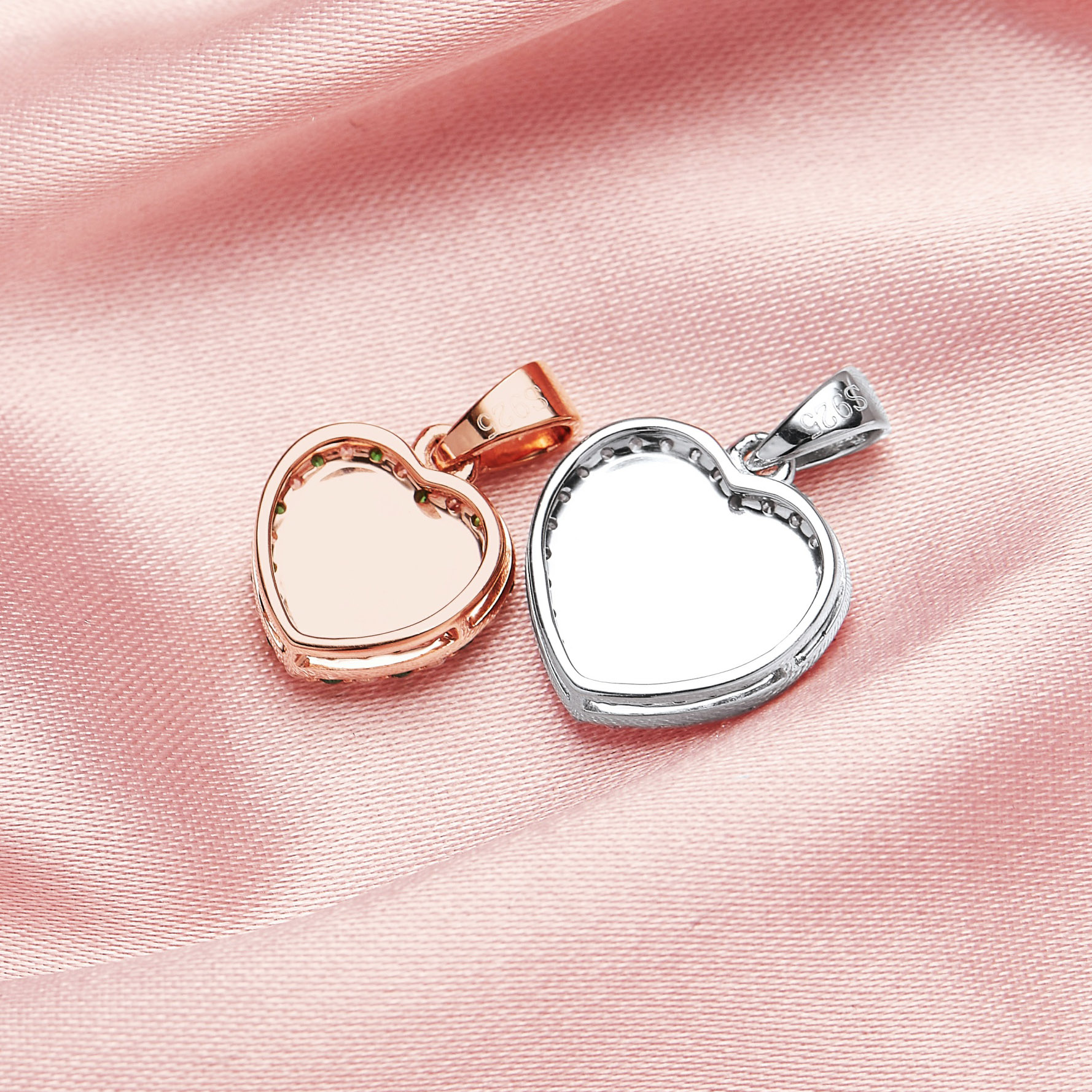 Keepsake Breast Milk Resin Halo Heart Pendant Bezel Settings,Solid Back 925 Sterling Silver Rose Gold Plated Birthstone Pendant Charm,DIY Pendant Supplies 1431250 - Click Image to Close