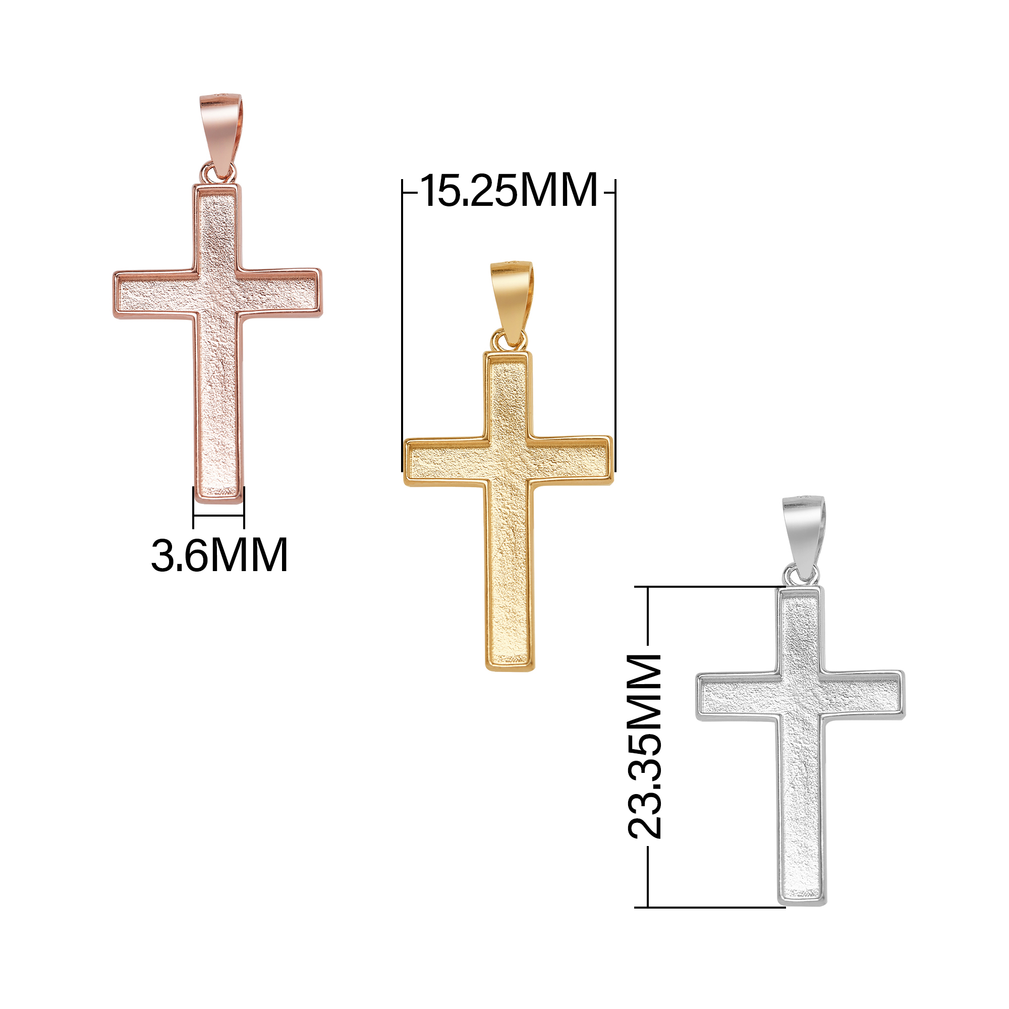 Keepsake Breast Milk Resin Solid Back Cross Pendant Bezel Settings,Solid 925 Sterling Silver Rose Gold Plated Pendant,DIY Pendant Supplies 1431258 - Click Image to Close