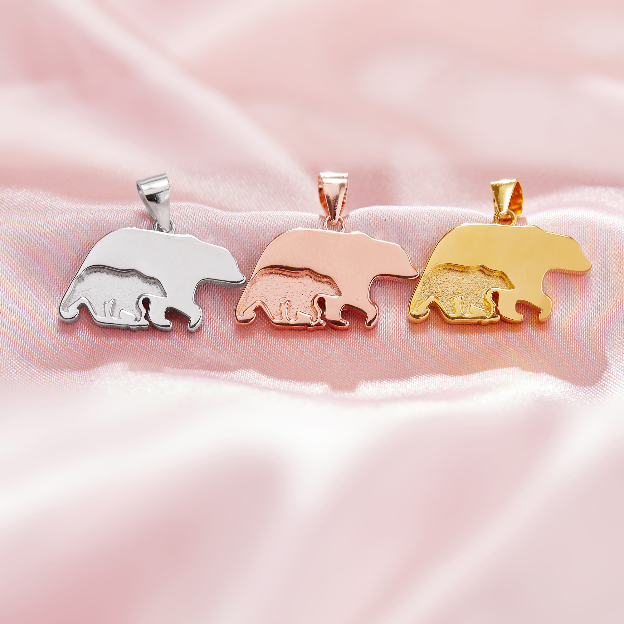 Keepsake Breast Milk Resin Mama Bear Solid Back Pendant Bezel Settings,Solid 14K 18K Gold Pendant Charm,DIY Memory Jewelry Supplies 1431262 - Click Image to Close