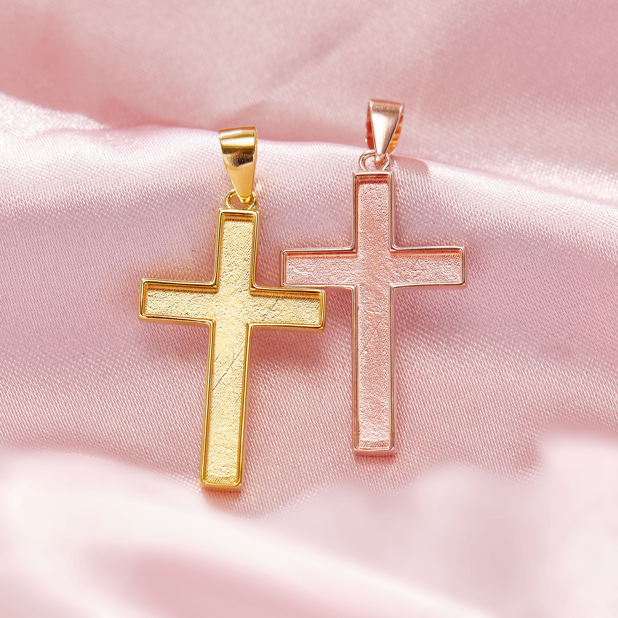 Keepsake Breast Milk Resin Solid Back Cross Pendant Bezel Settings,Solid 14K 18K Gold Pendant Charm,DIY Memory Jewelry Supplies 1431263 - Click Image to Close